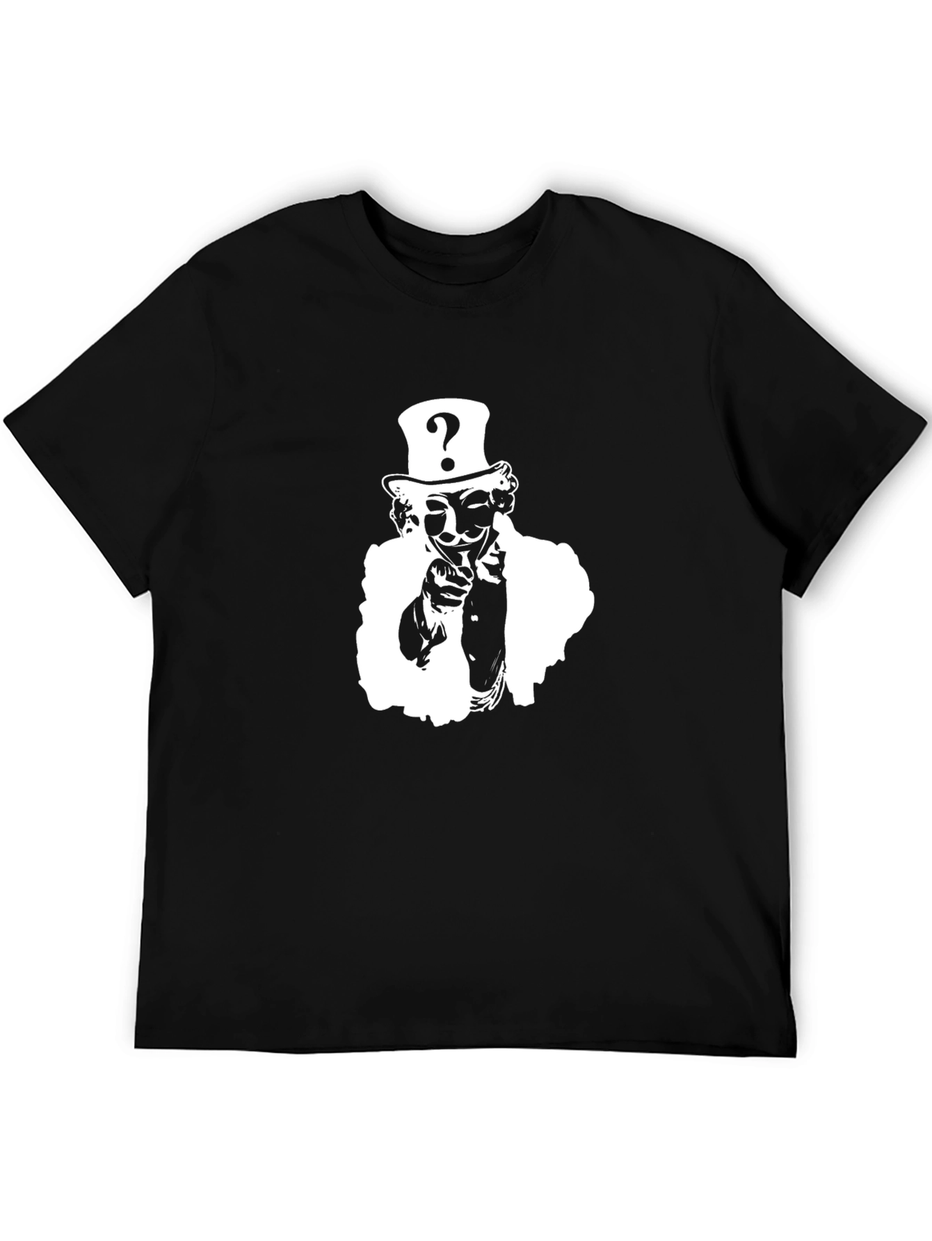 Question Mark Mask Top Hat Graphic Tee