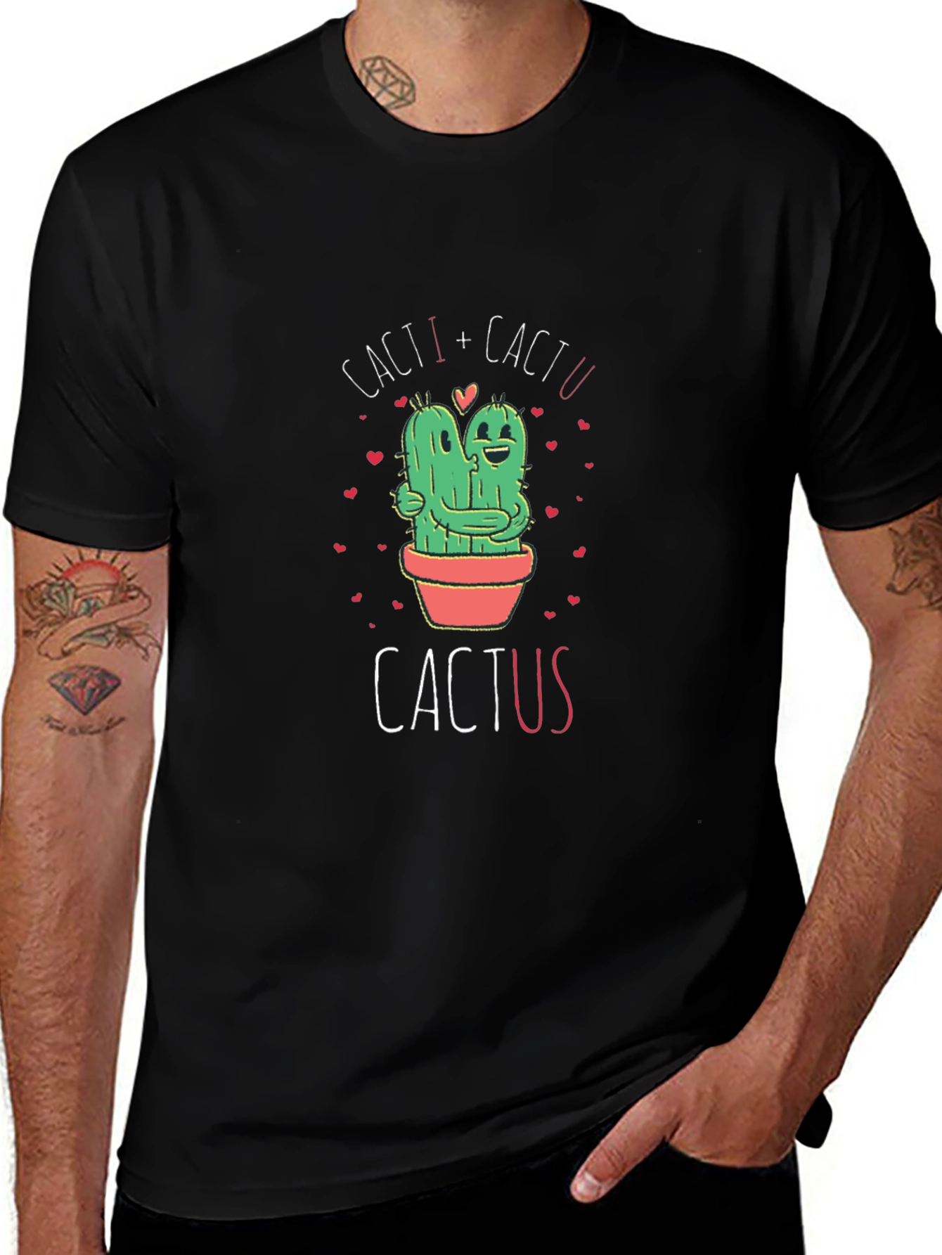 Cacti + Cactu Cactus Hug Black T-Shirt