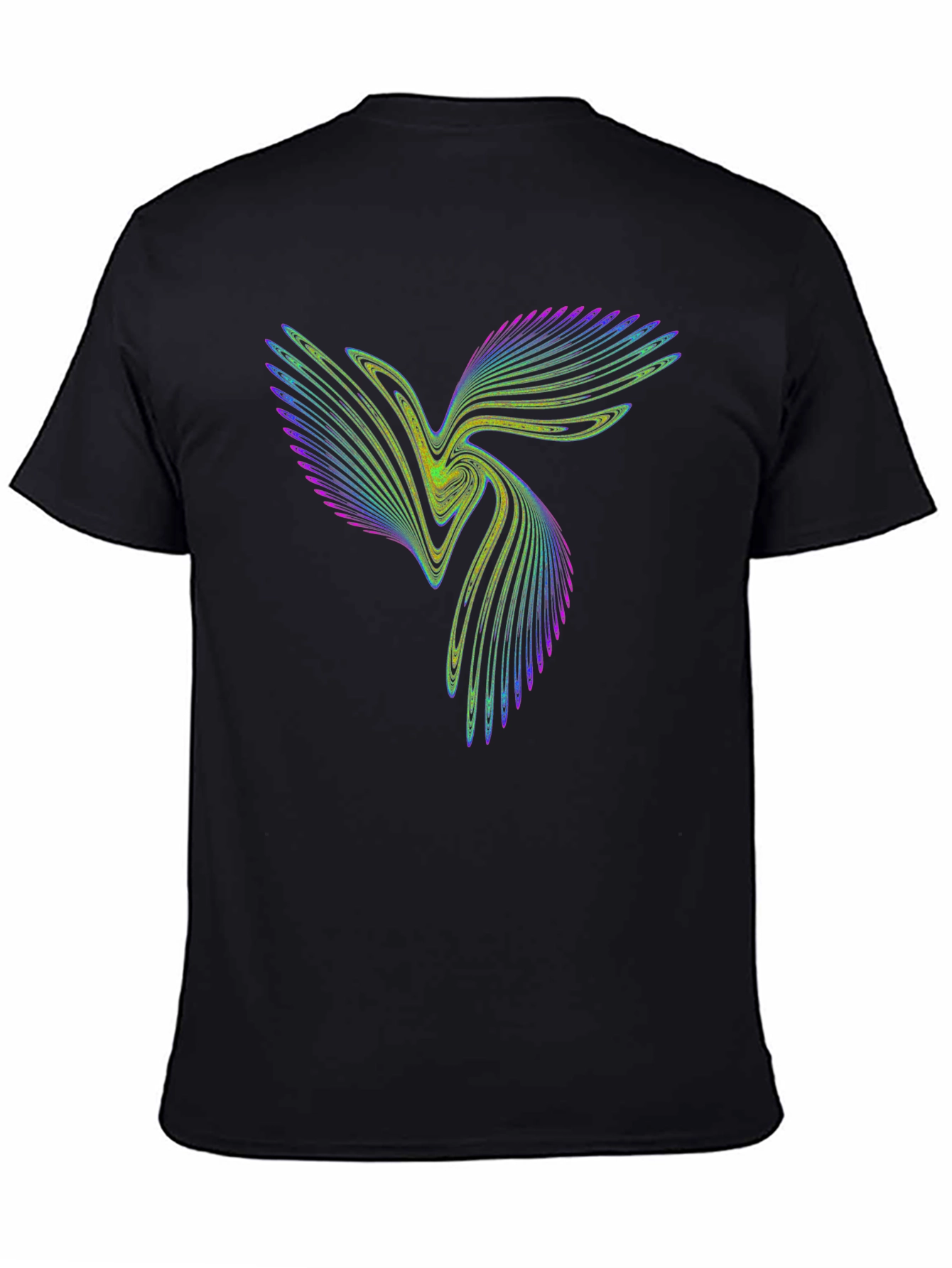 Vibrant Fractal Design Black Cotton T-Shirt
