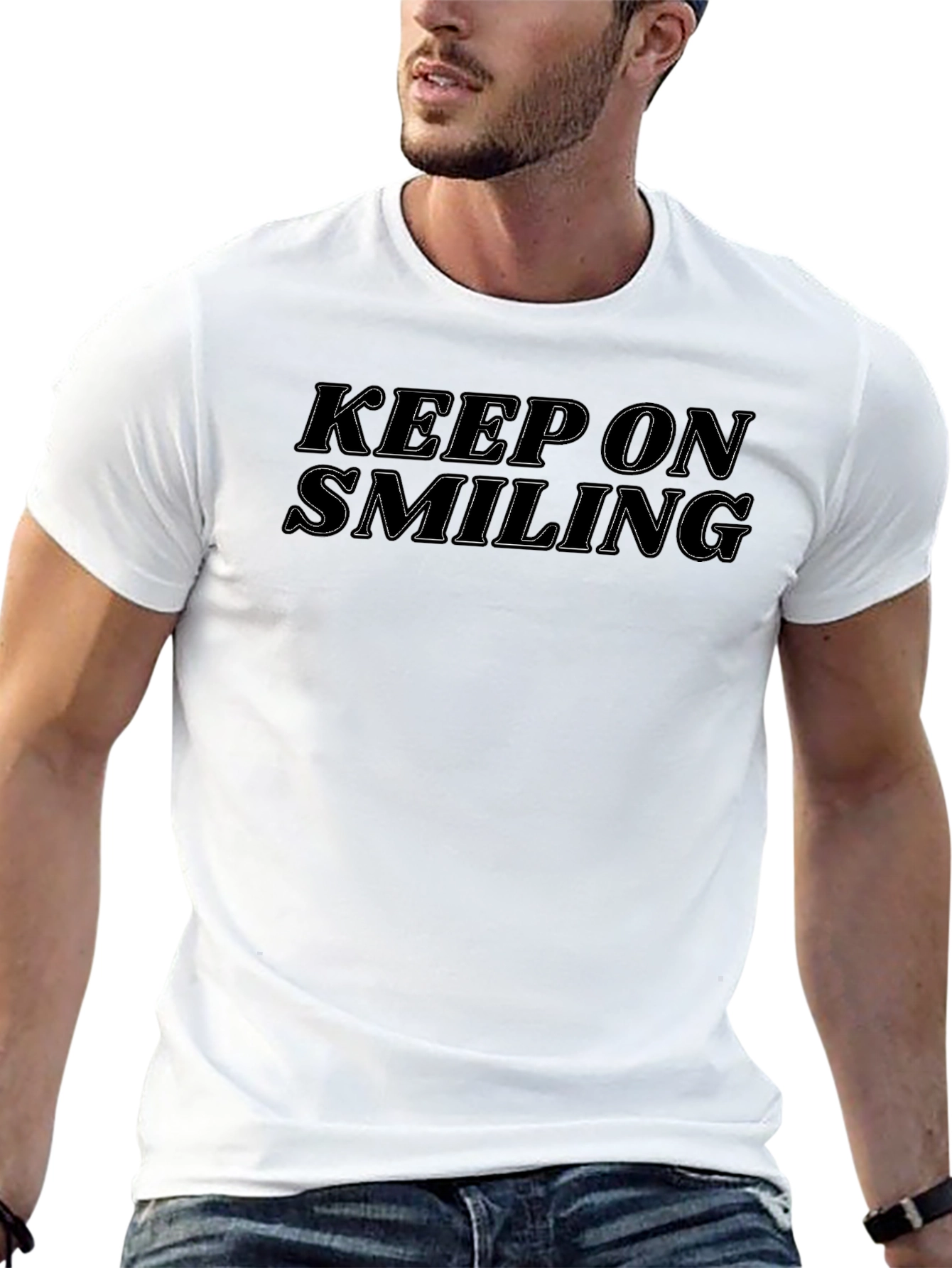 Keep on Smiling Graphic Black T-Shirt