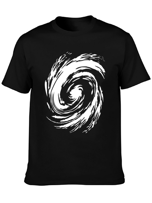 Abstract Swirl Graphic Tee - Casual Black T-Shirt