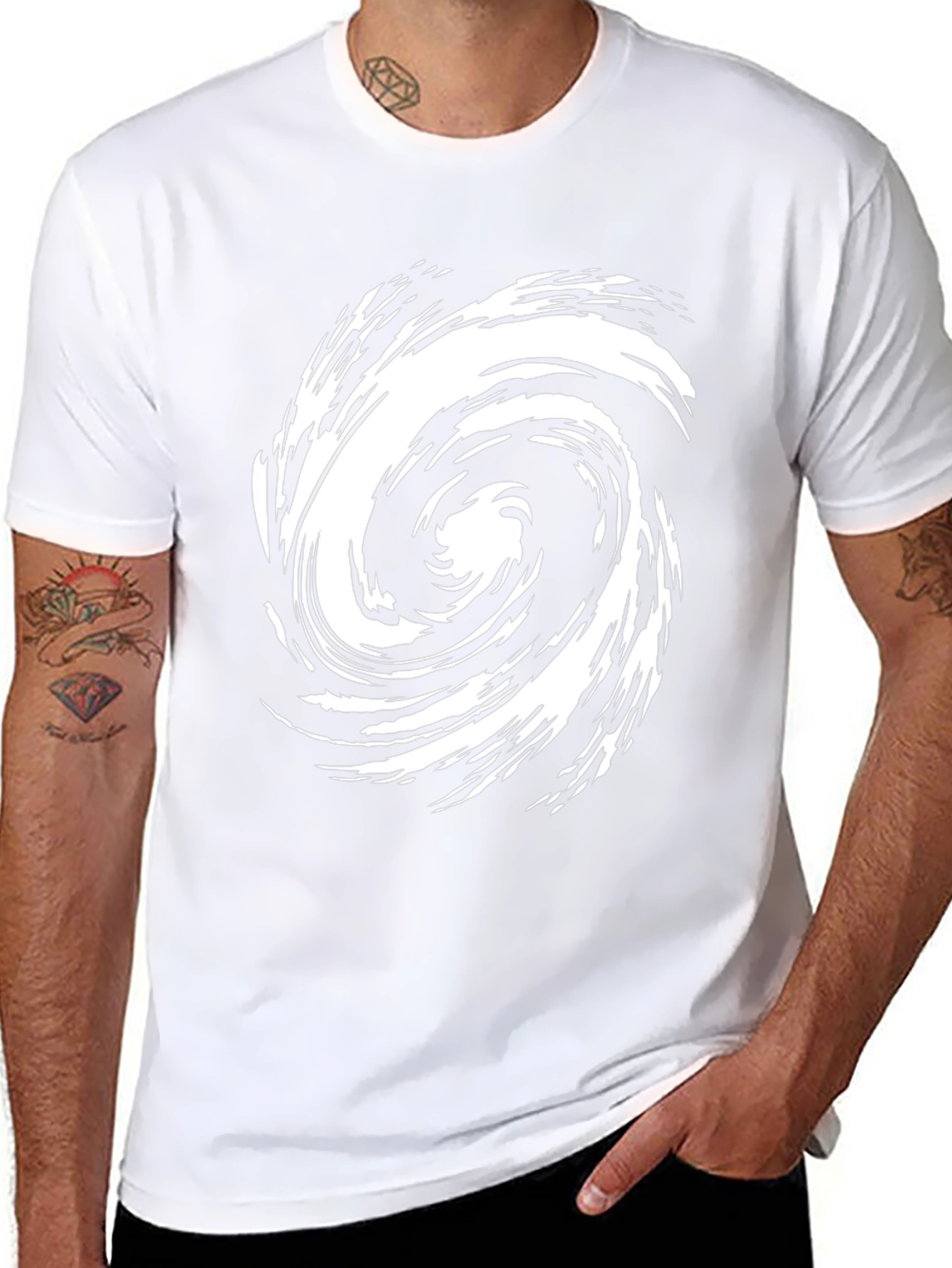 Abstract Swirl Graphic Tee - Casual Black T-Shirt