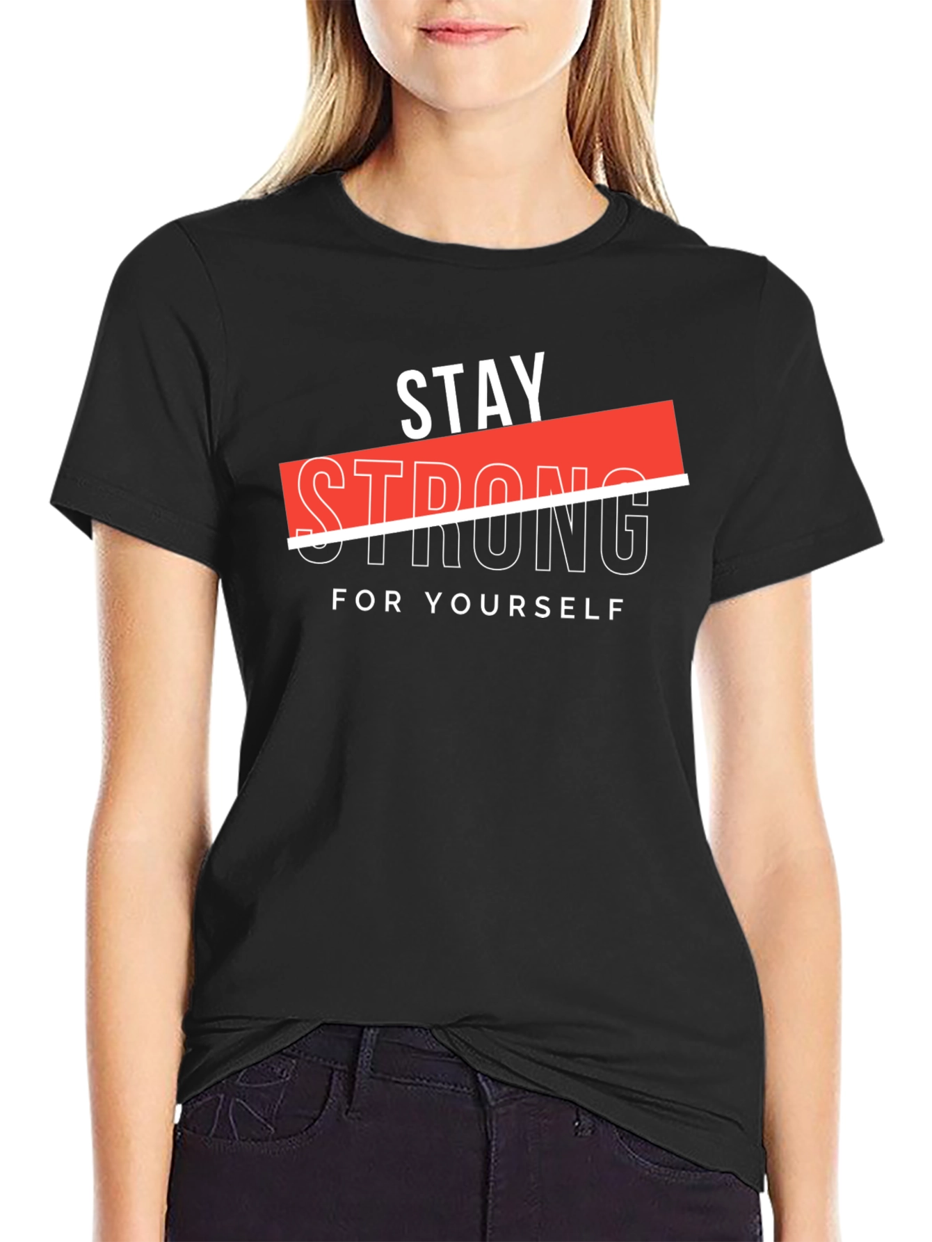 Stay Strong Graphic Black T-Shirt