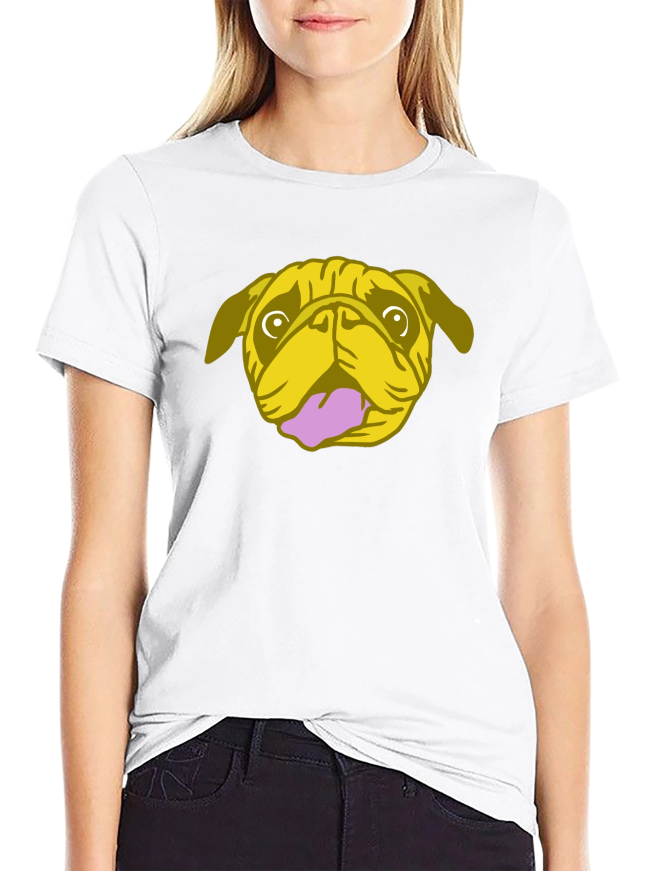 Pug Graphic Tee - Black Cotton Blend