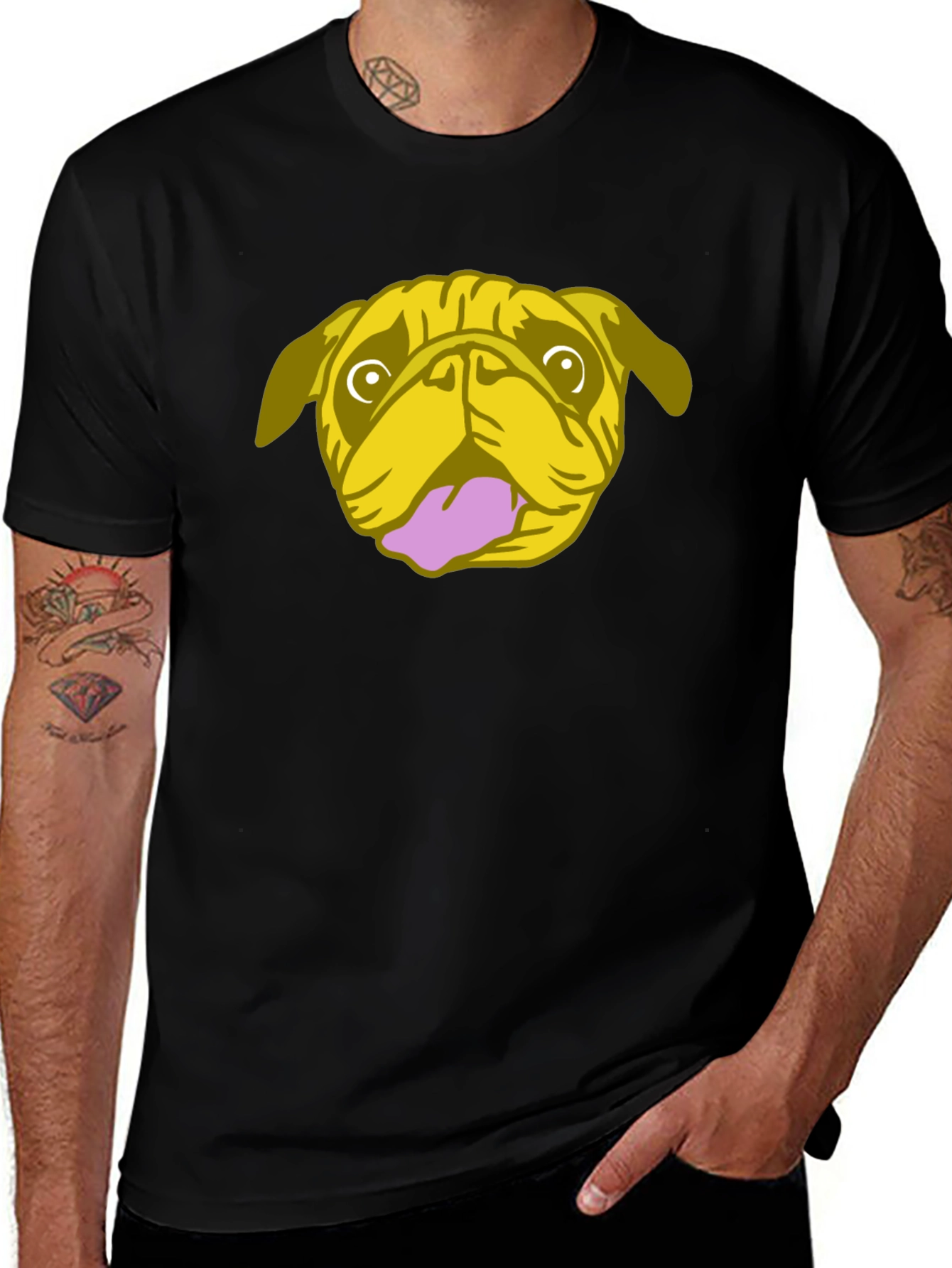 Pug Graphic Tee - Black Cotton Blend