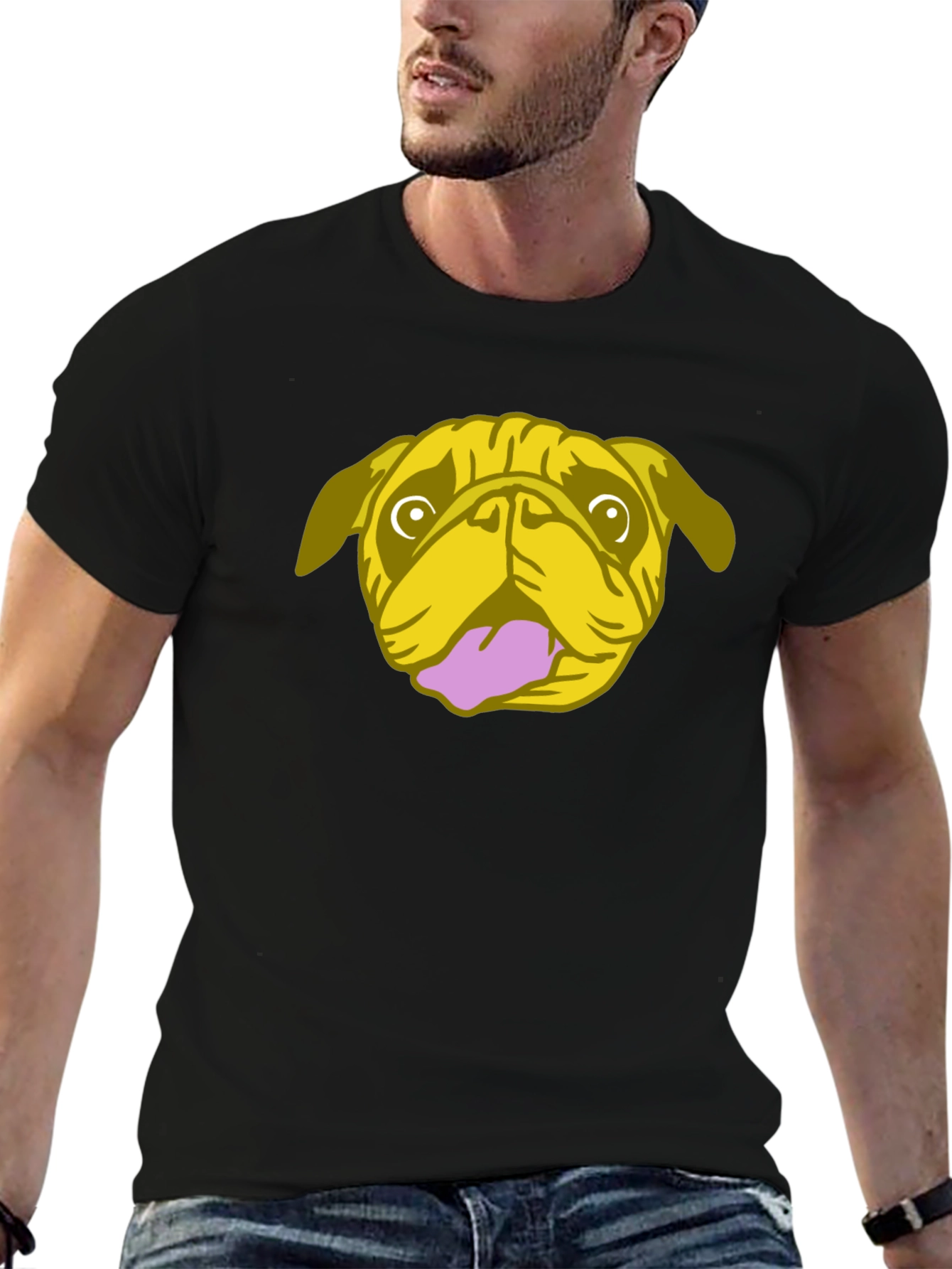 Pug Graphic Tee - Black Cotton Blend