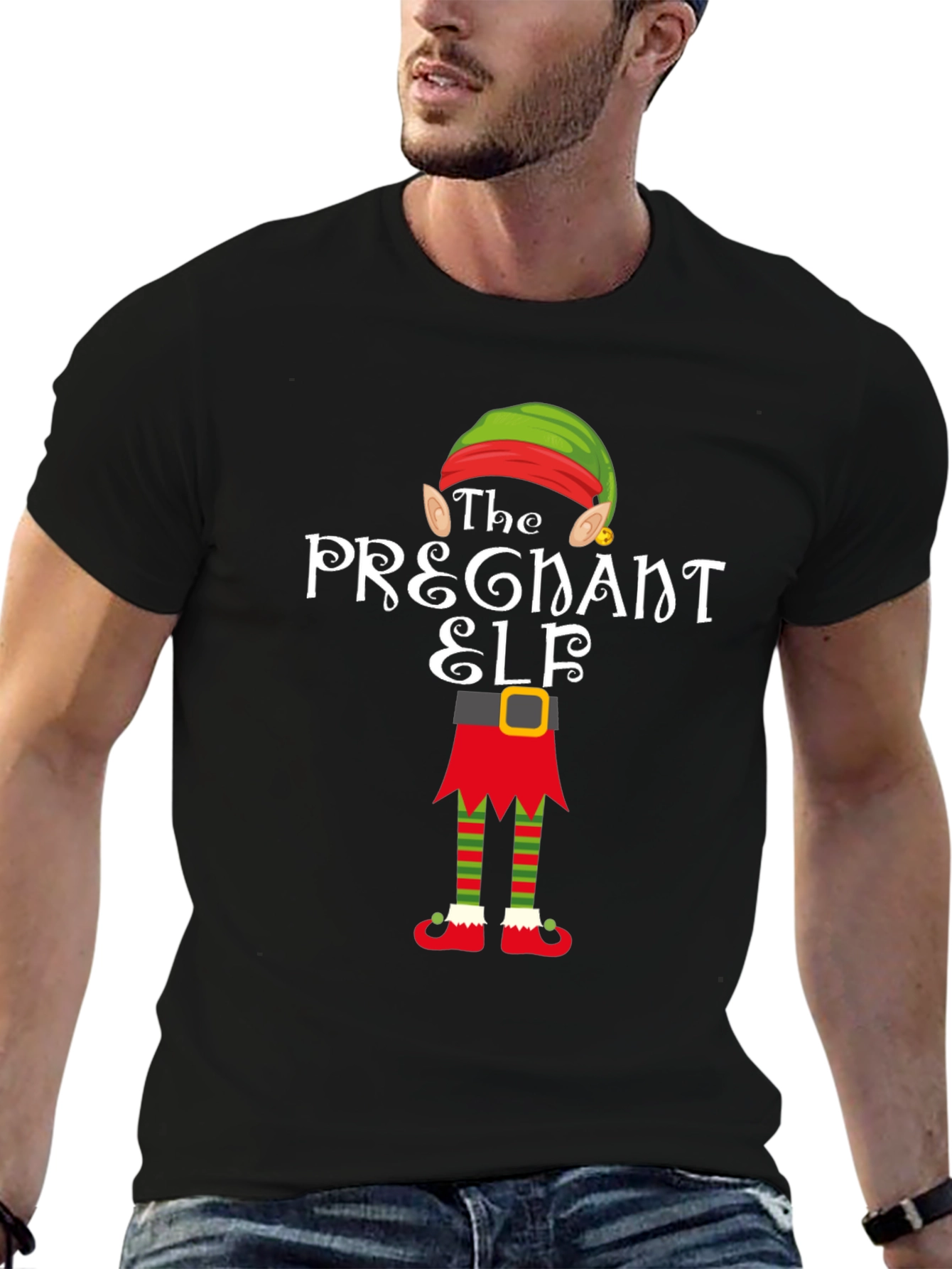 Pregnant Elf Holiday T-Shirt - Festive Christmas Apparel