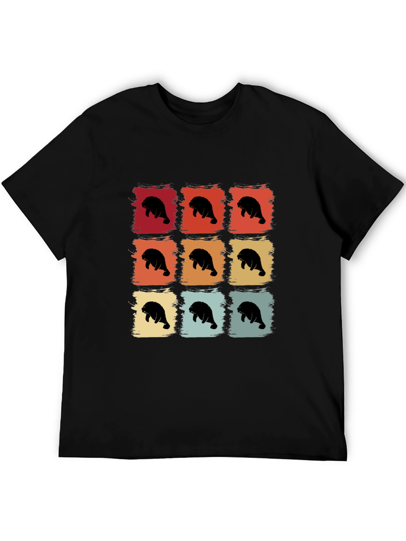 Retro Manatee Graphic T-Shirt - Black