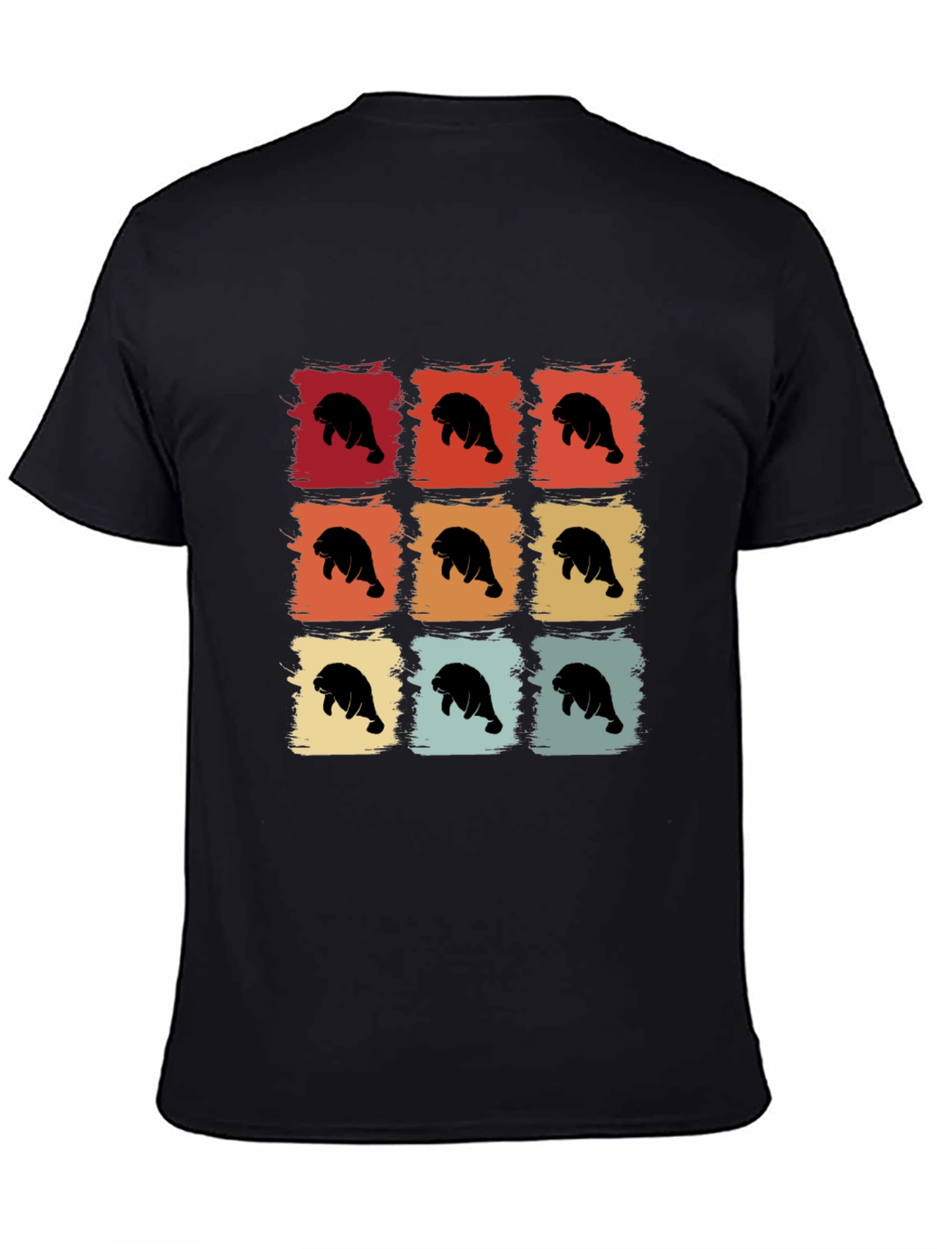 Retro Manatee Graphic T-Shirt - Black