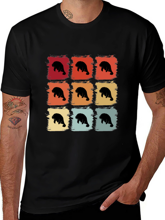 Retro Manatee Graphic T-Shirt - Black