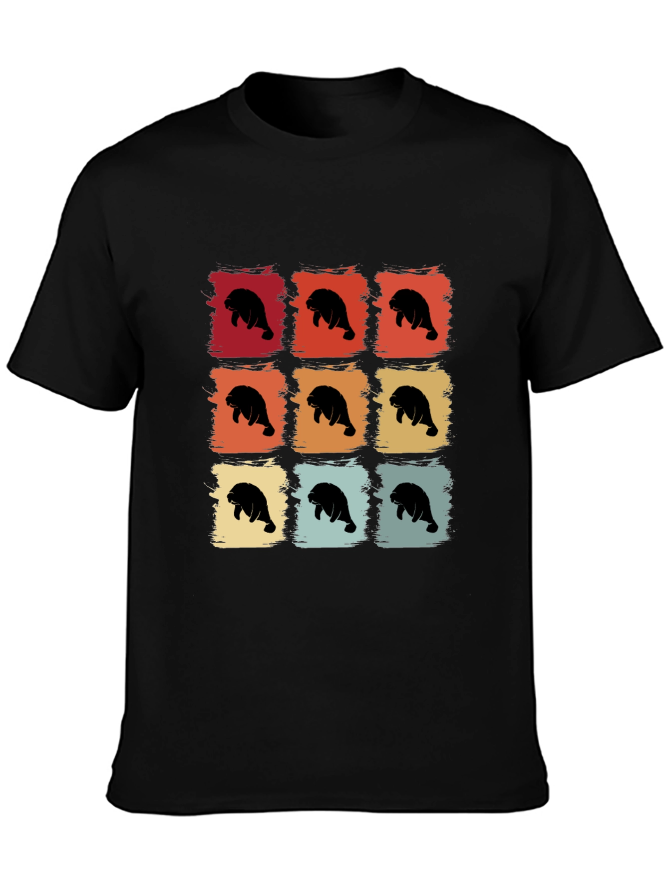 Retro Manatee Graphic T-Shirt - Black