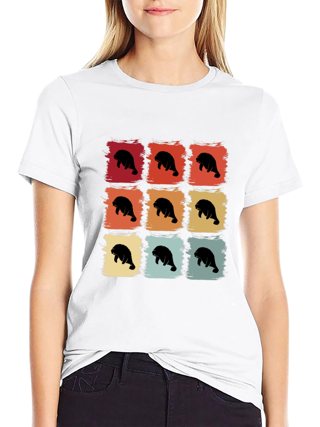 Retro Manatee Graphic T-Shirt - Black