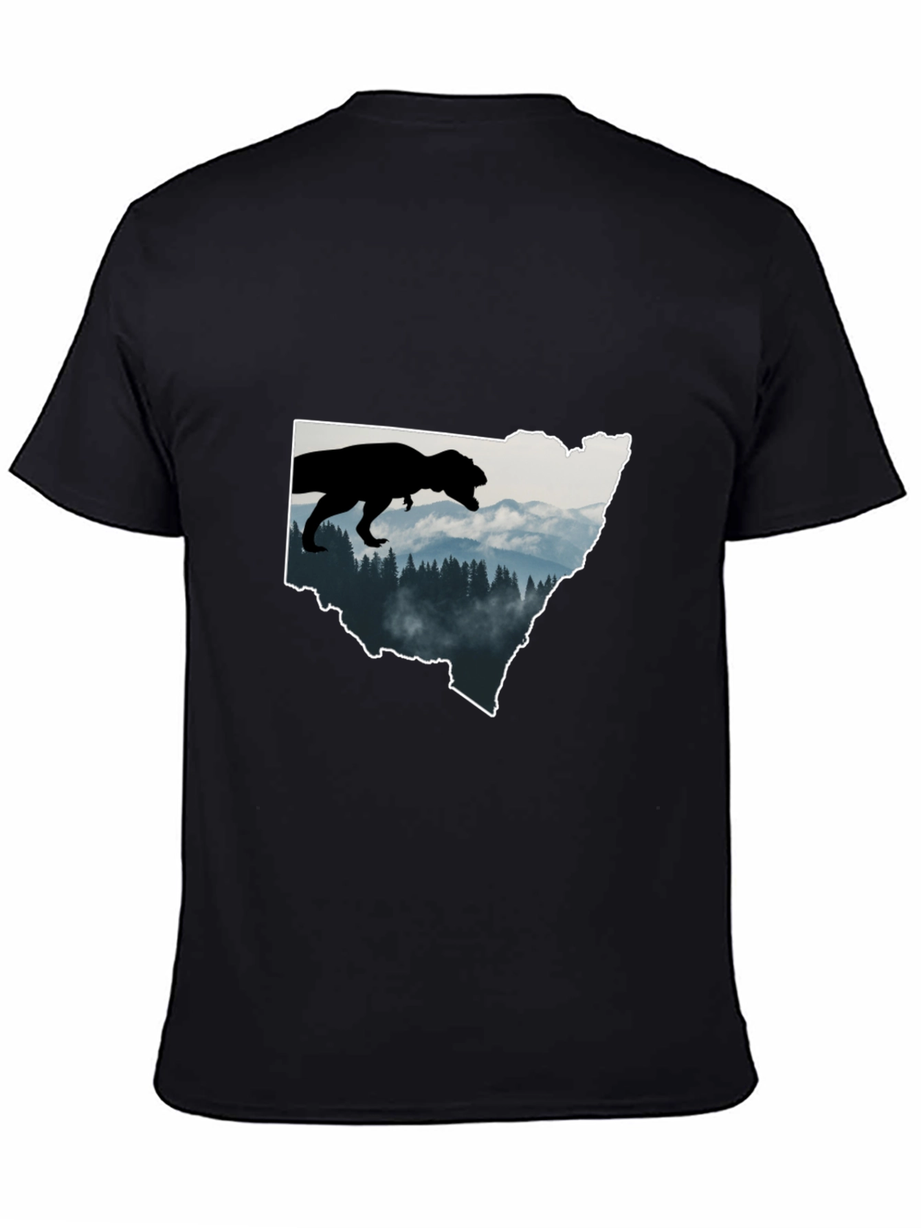 Dino Landscape Graphic Tee - Black Cotton T-Shirt