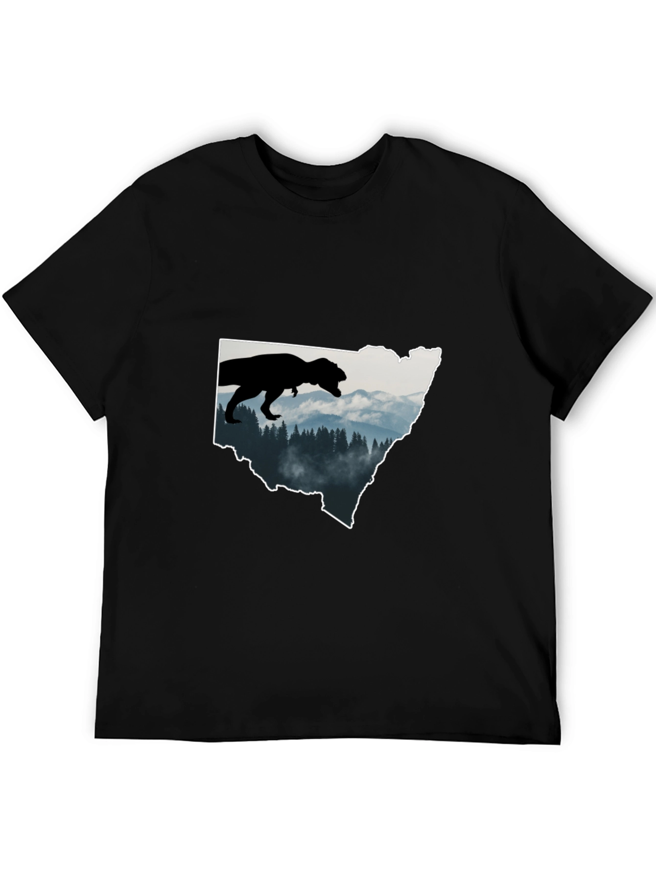 Dino Landscape Graphic Tee - Black Cotton T-Shirt