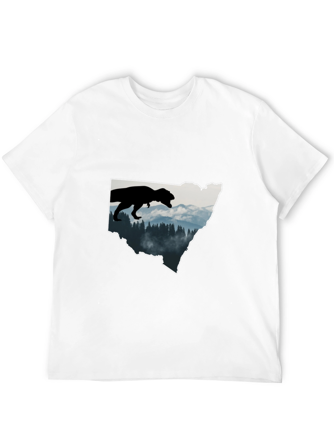 Dino Landscape Graphic Tee - Black Cotton T-Shirt