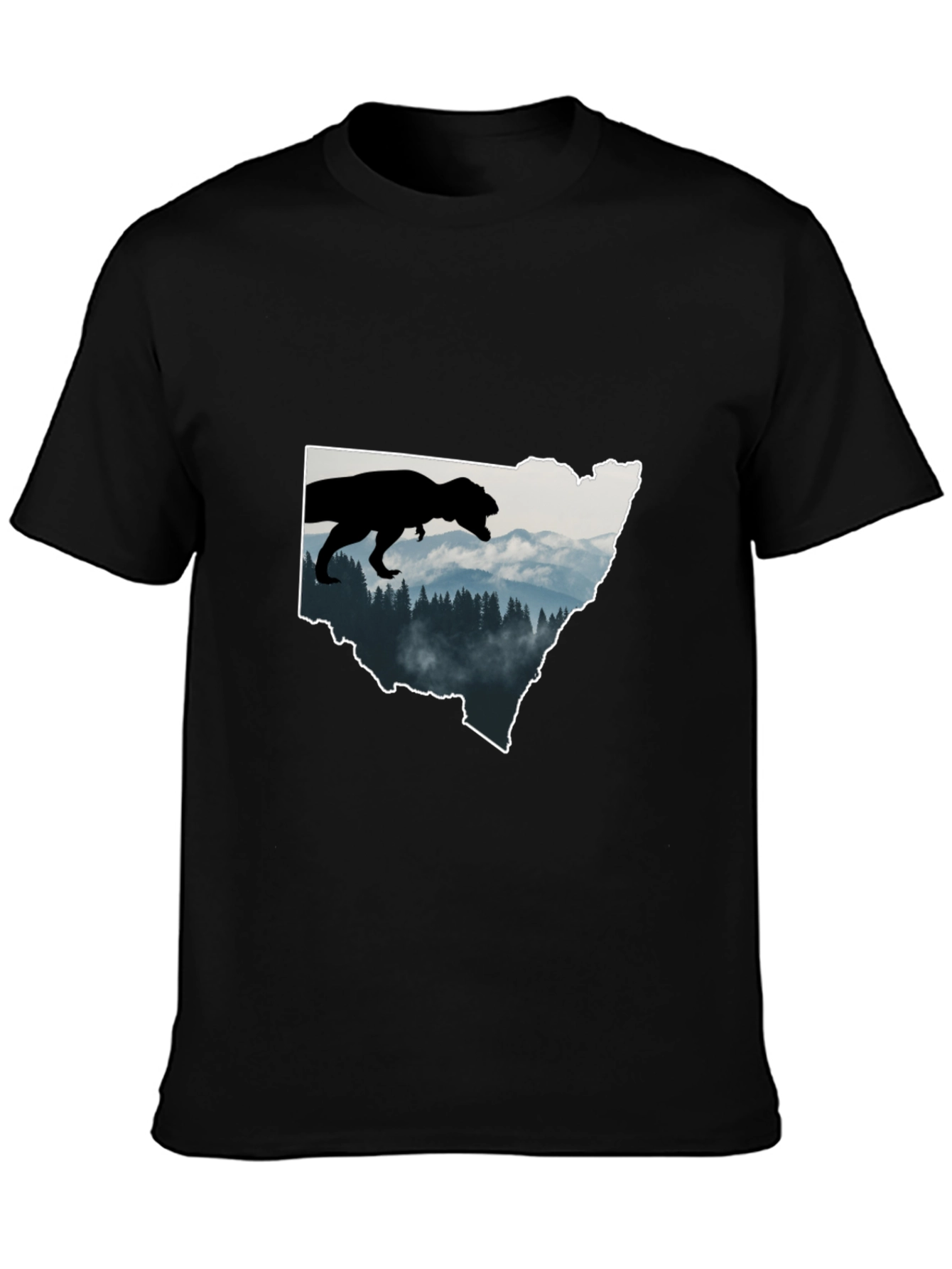 Dino Landscape Graphic Tee - Black Cotton T-Shirt