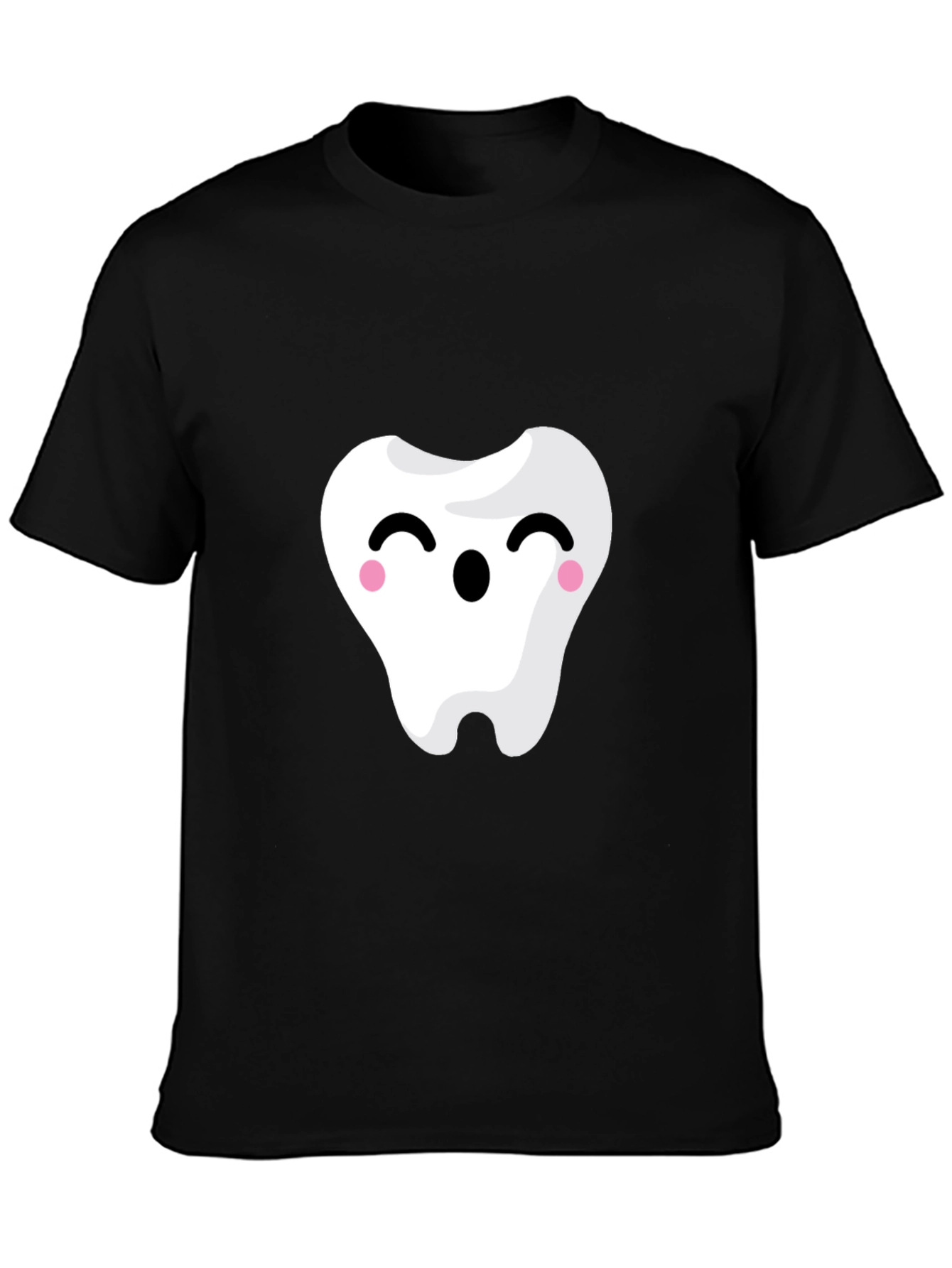 Cute Tooth Graphic Tee - Black Cotton Shirt