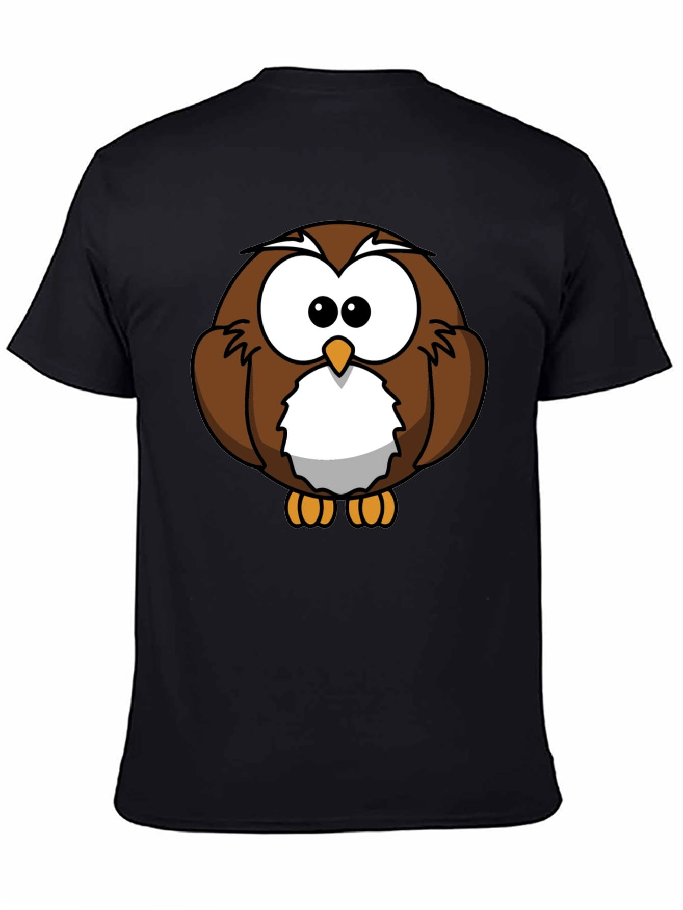 Cute Cartoon Owl Graphic T-Shirt - Black