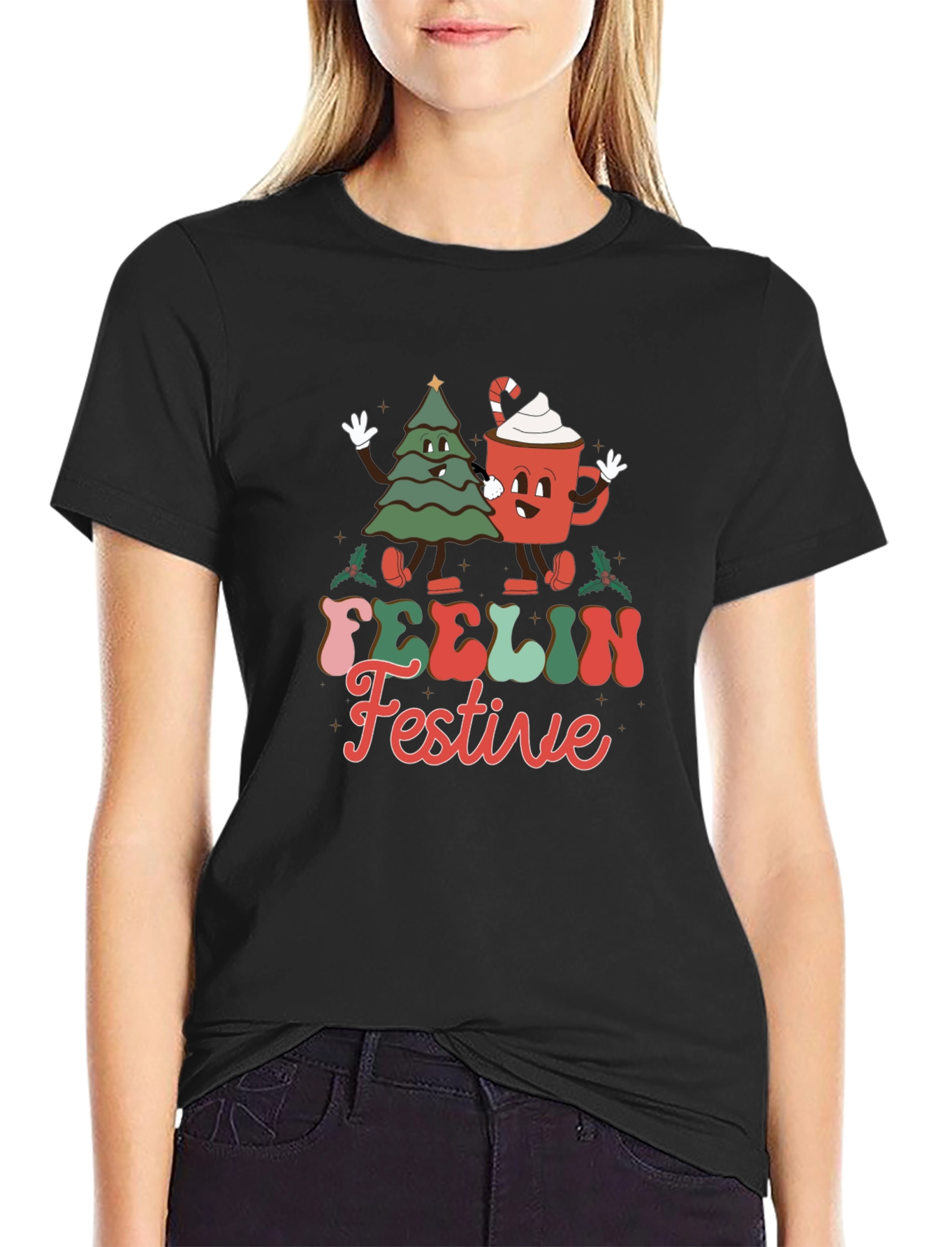 Festive Character Graphic T-Shirt