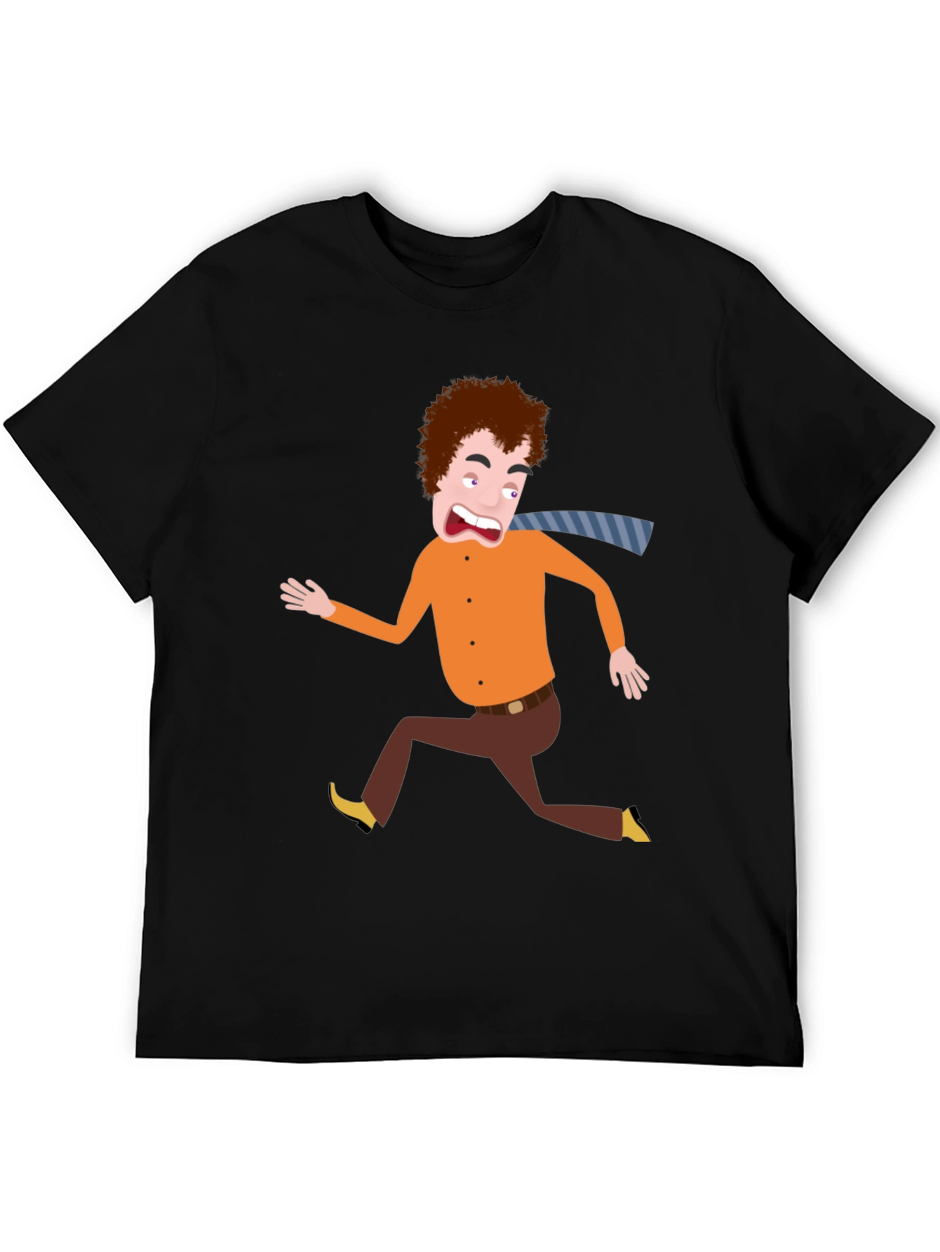 Cartoon Man Running Black T-Shirt