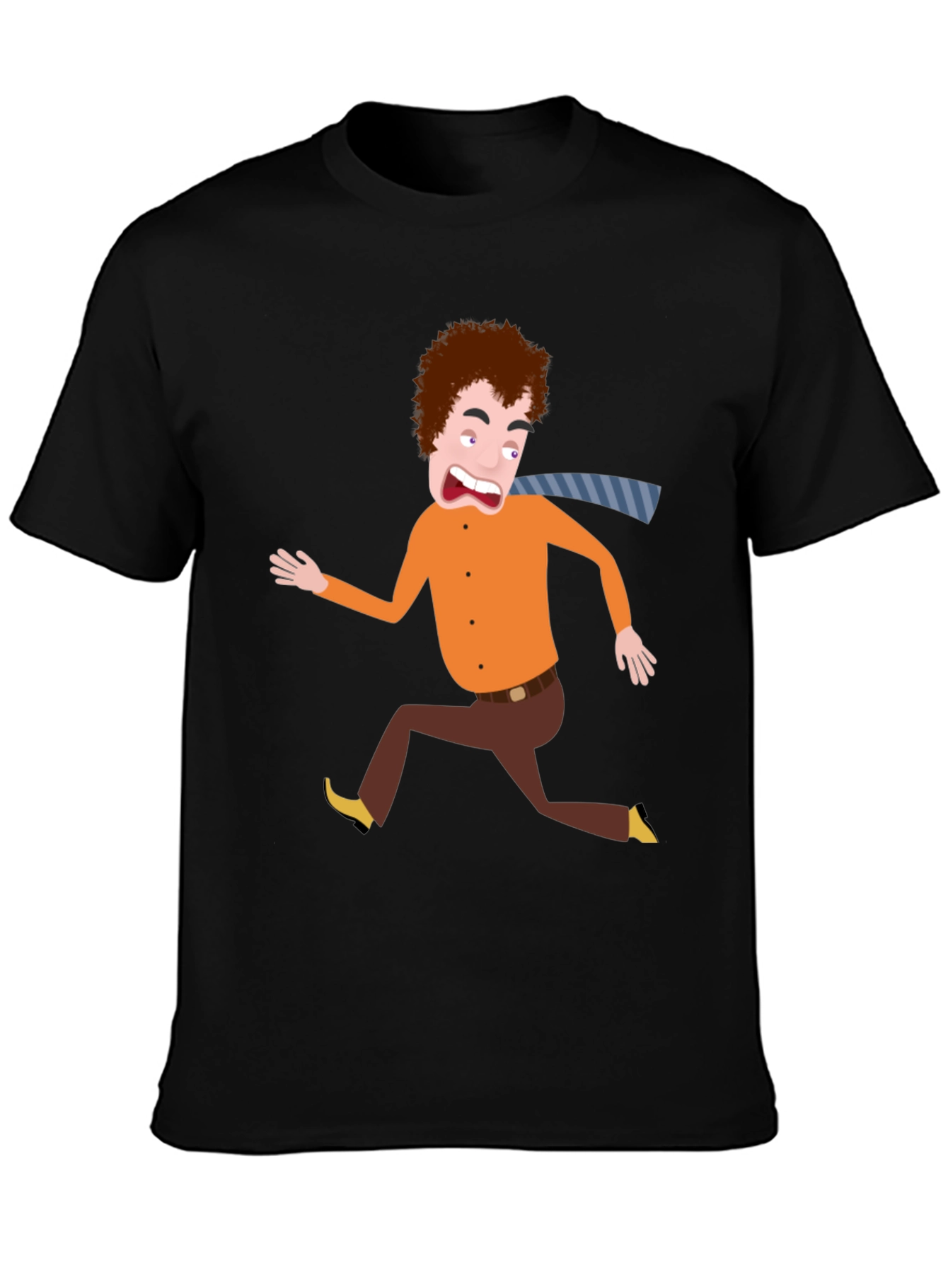 Cartoon Man Running Black T-Shirt