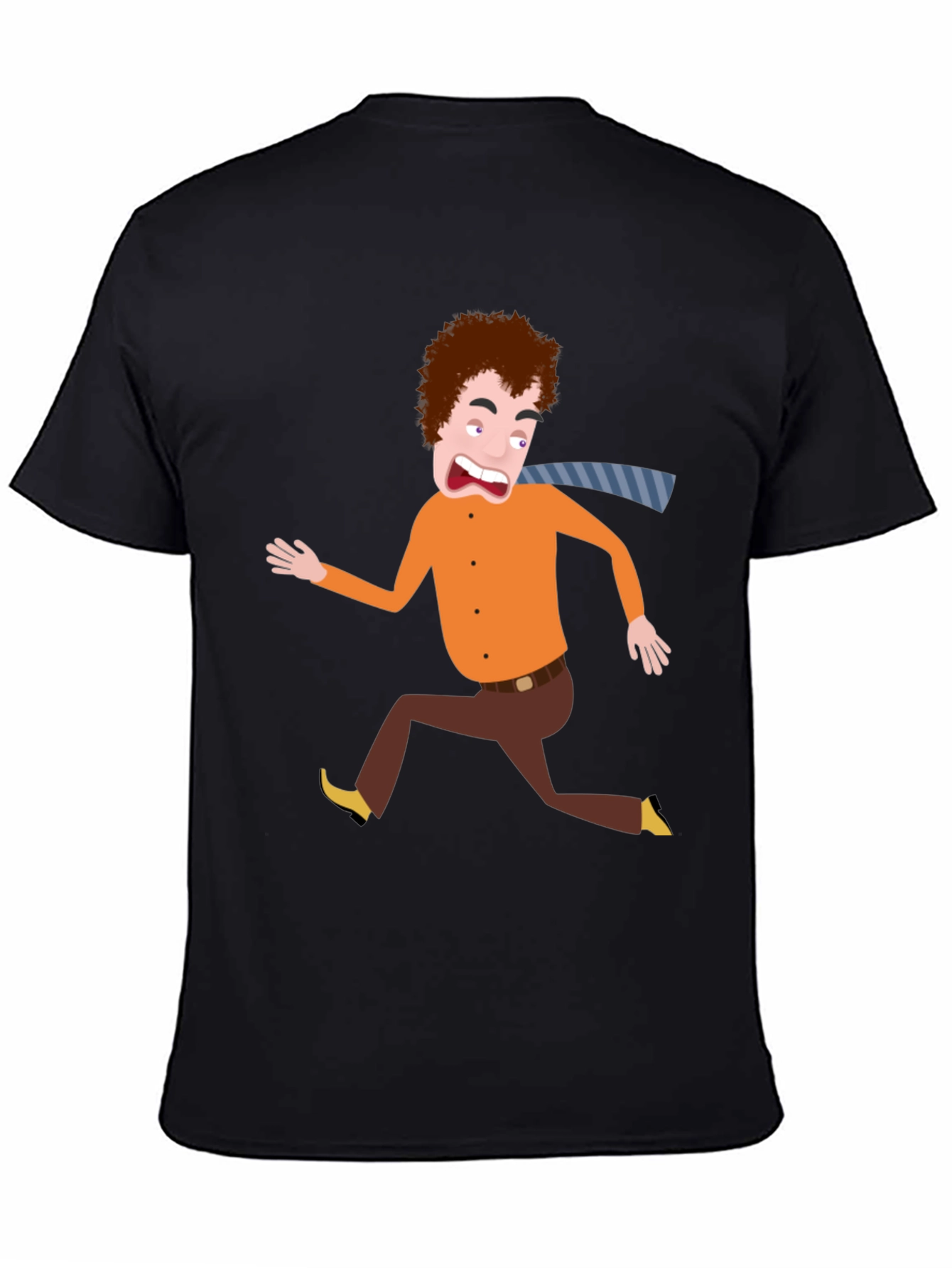 Cartoon Man Running Black T-Shirt