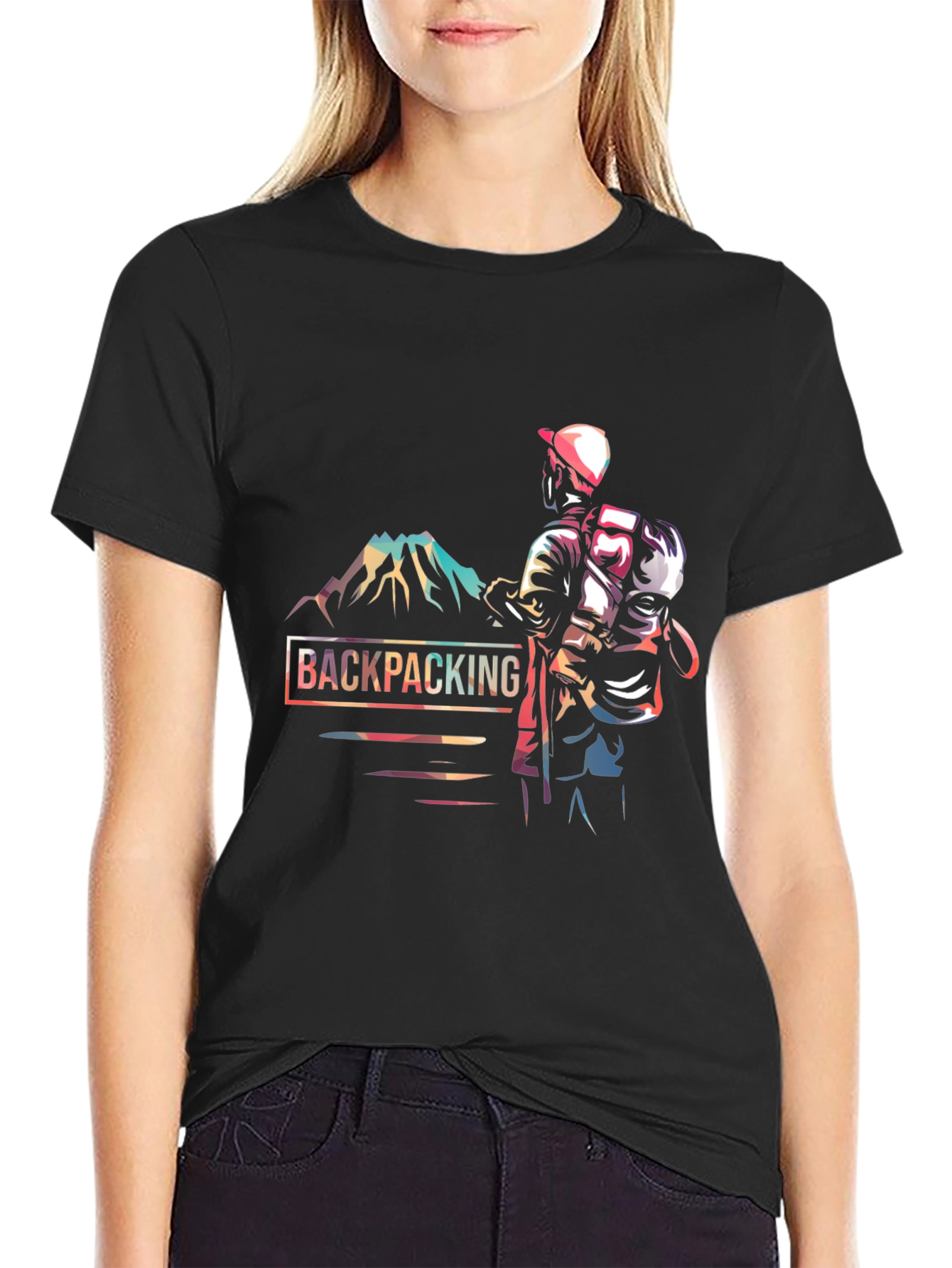 Backpacking Adventure Graphic Tee - Black