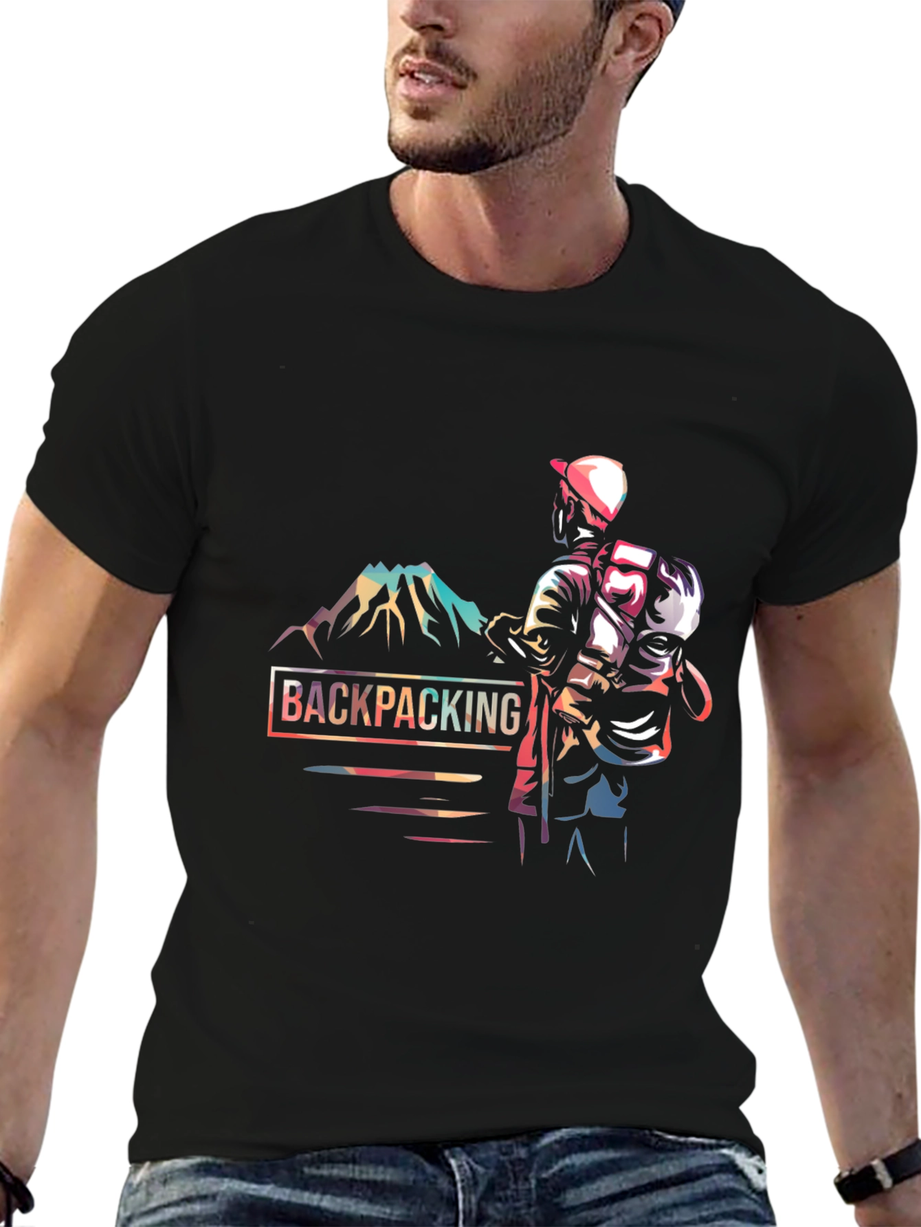 Backpacking Adventure Graphic Tee - Black