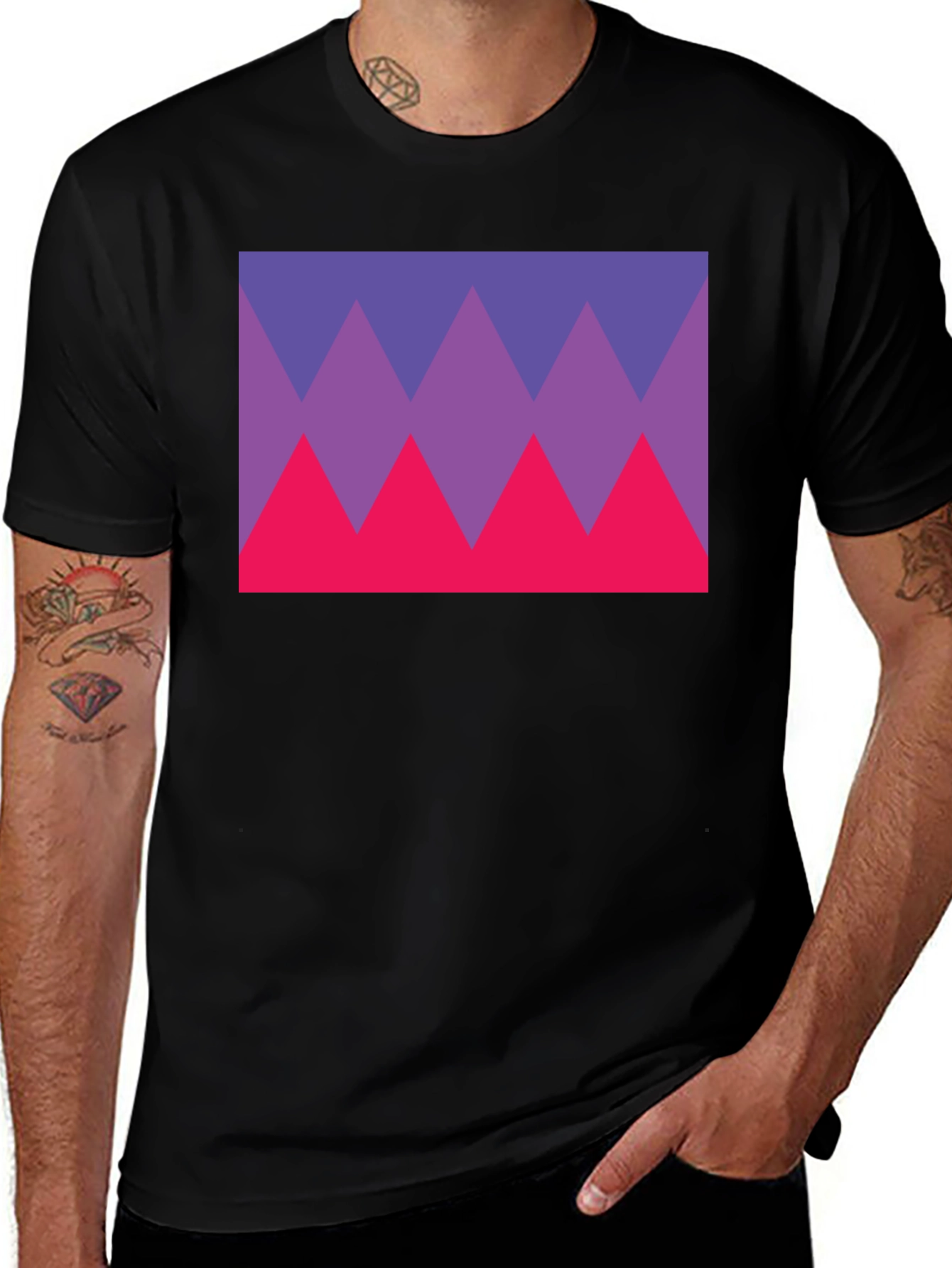 Geometric Triangle Tee - Bold Graphic Print T-Shirt