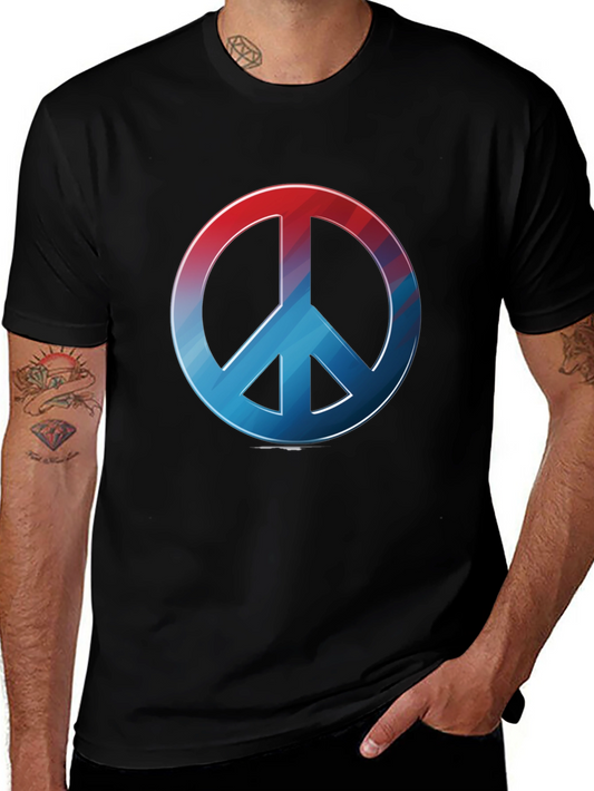 Retro Peace Sign T-Shirt - Red to Blue Gradient