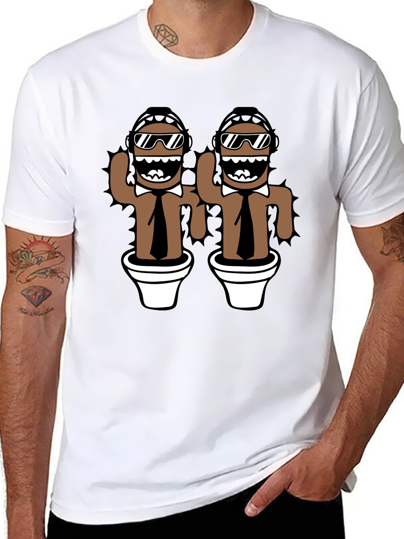 Novelty Cactus Mens Black Graphic Tee