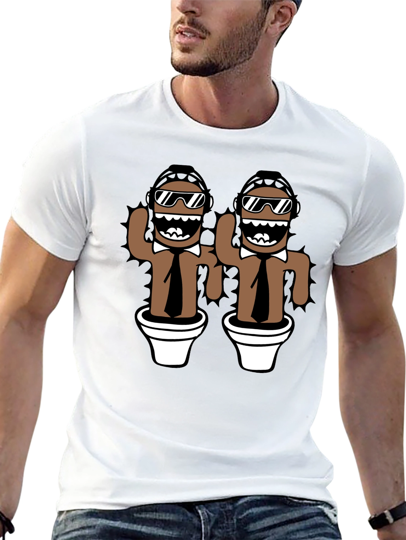 Novelty Cactus Mens Black Graphic Tee