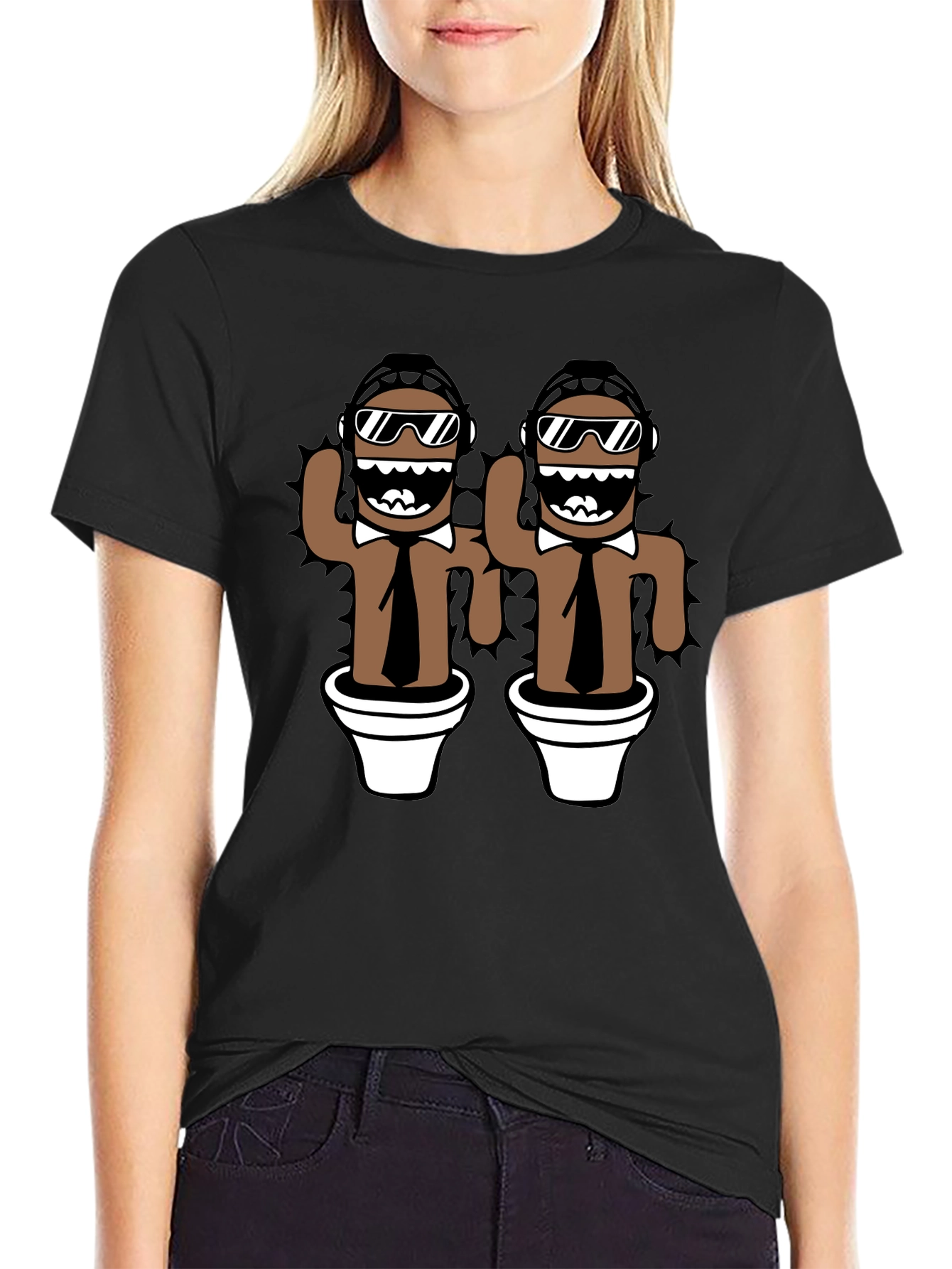Novelty Cactus Mens Black Graphic Tee