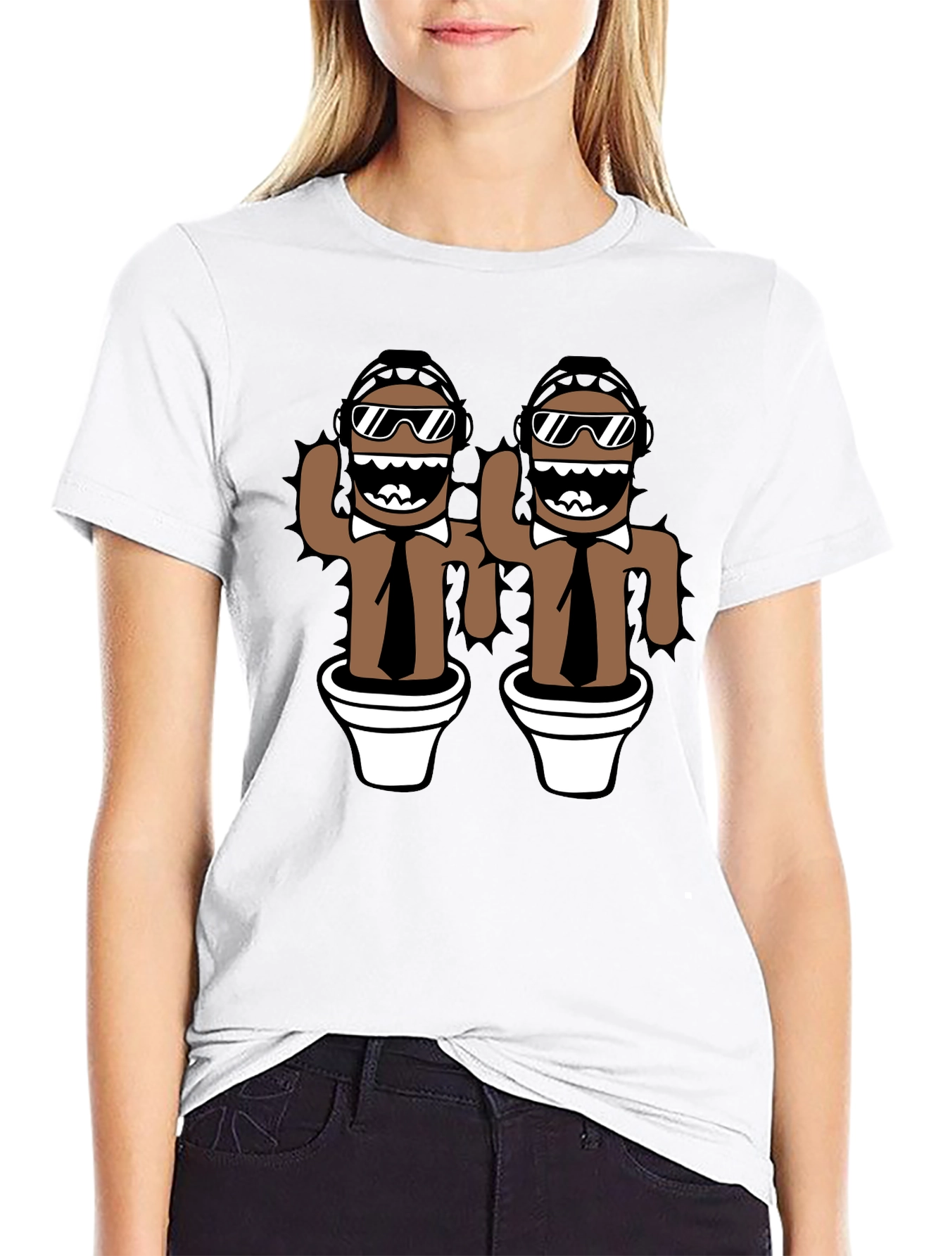Novelty Cactus Mens Black Graphic Tee