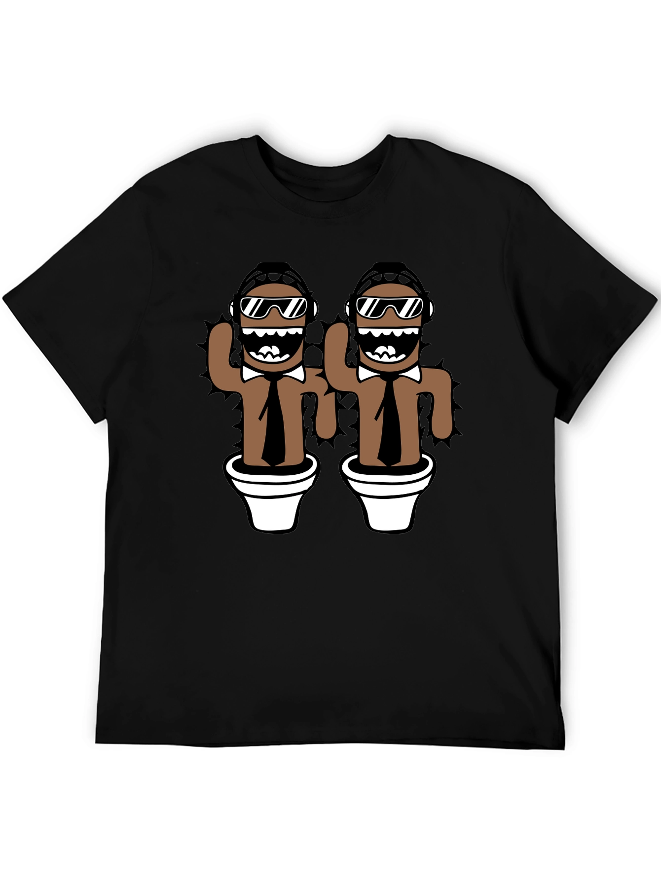 Novelty Cactus Mens Black Graphic Tee