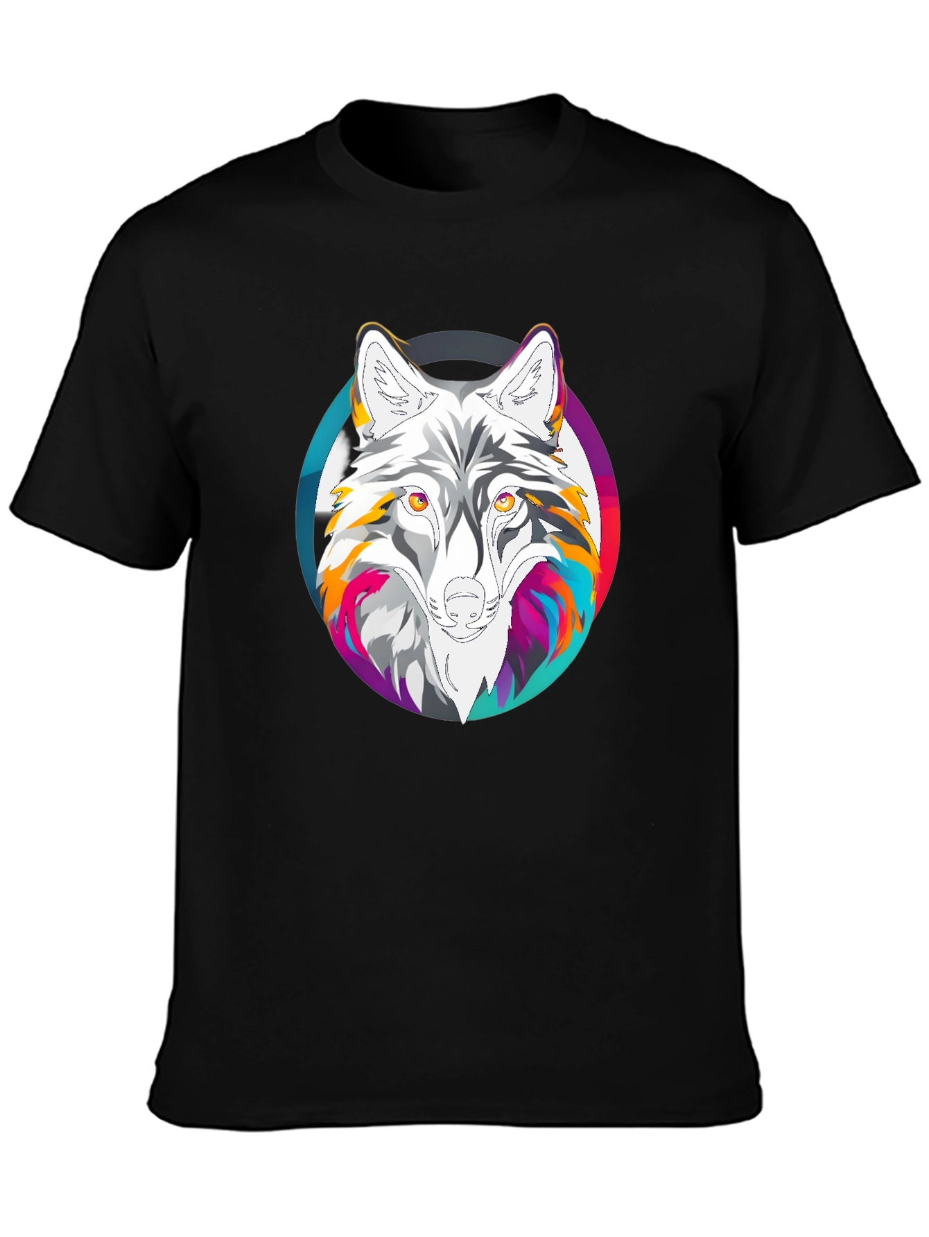 Wolf Graphic Print Black T-Shirt