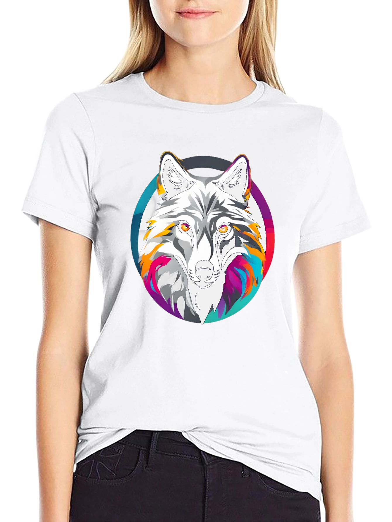Wolf Graphic Print Black T-Shirt
