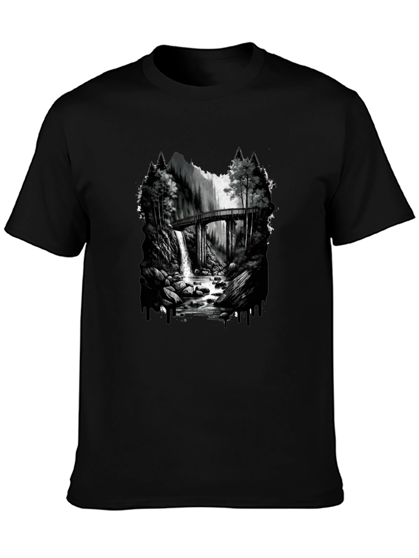 Waterfall Bridge Graphic Tee - Nature Inspired Design