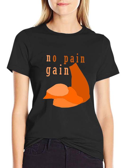 No Pain No Gain Black Graphic Tee - Workout Motivation