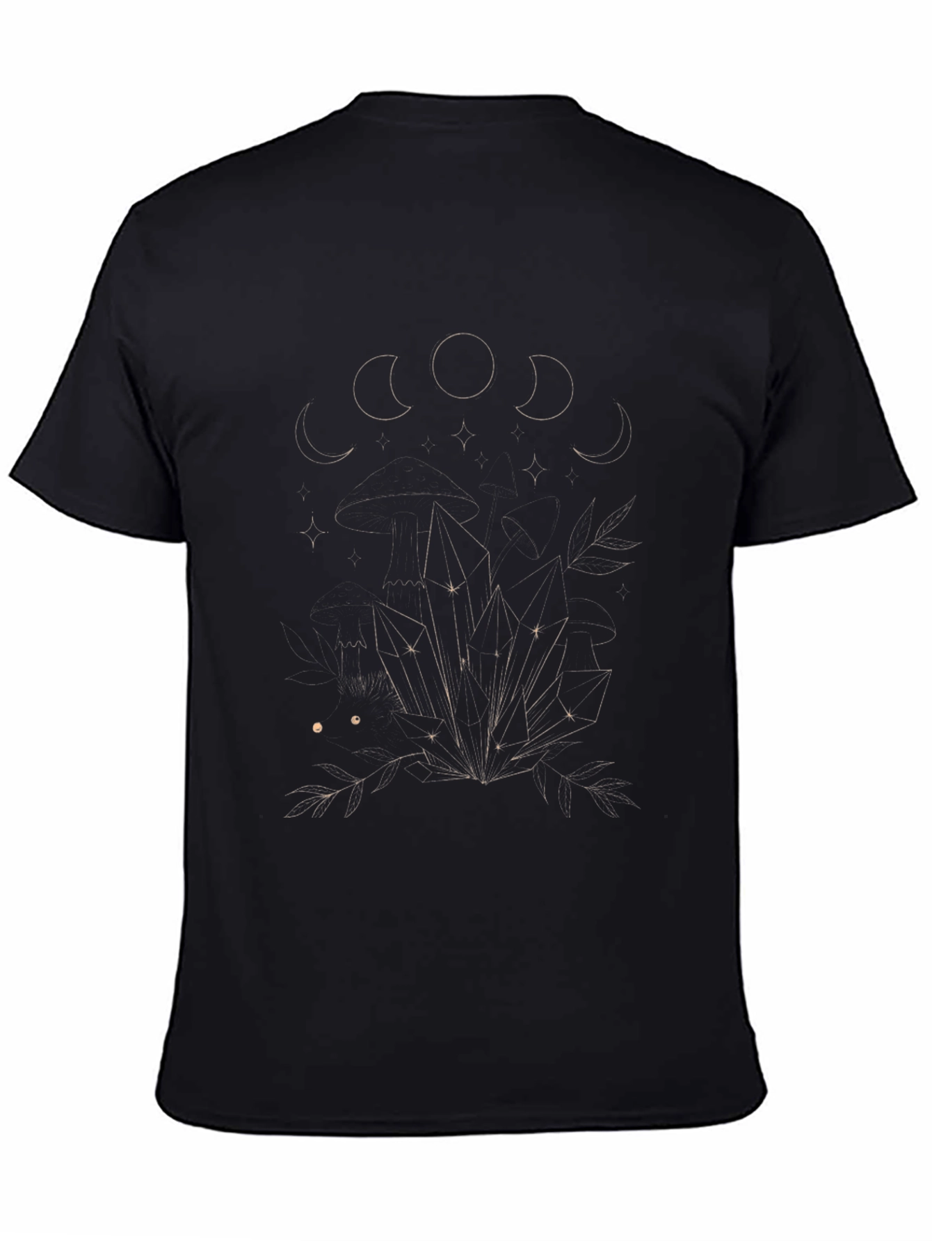 Mystic Moon Phases & Crystals Black T-Shirt