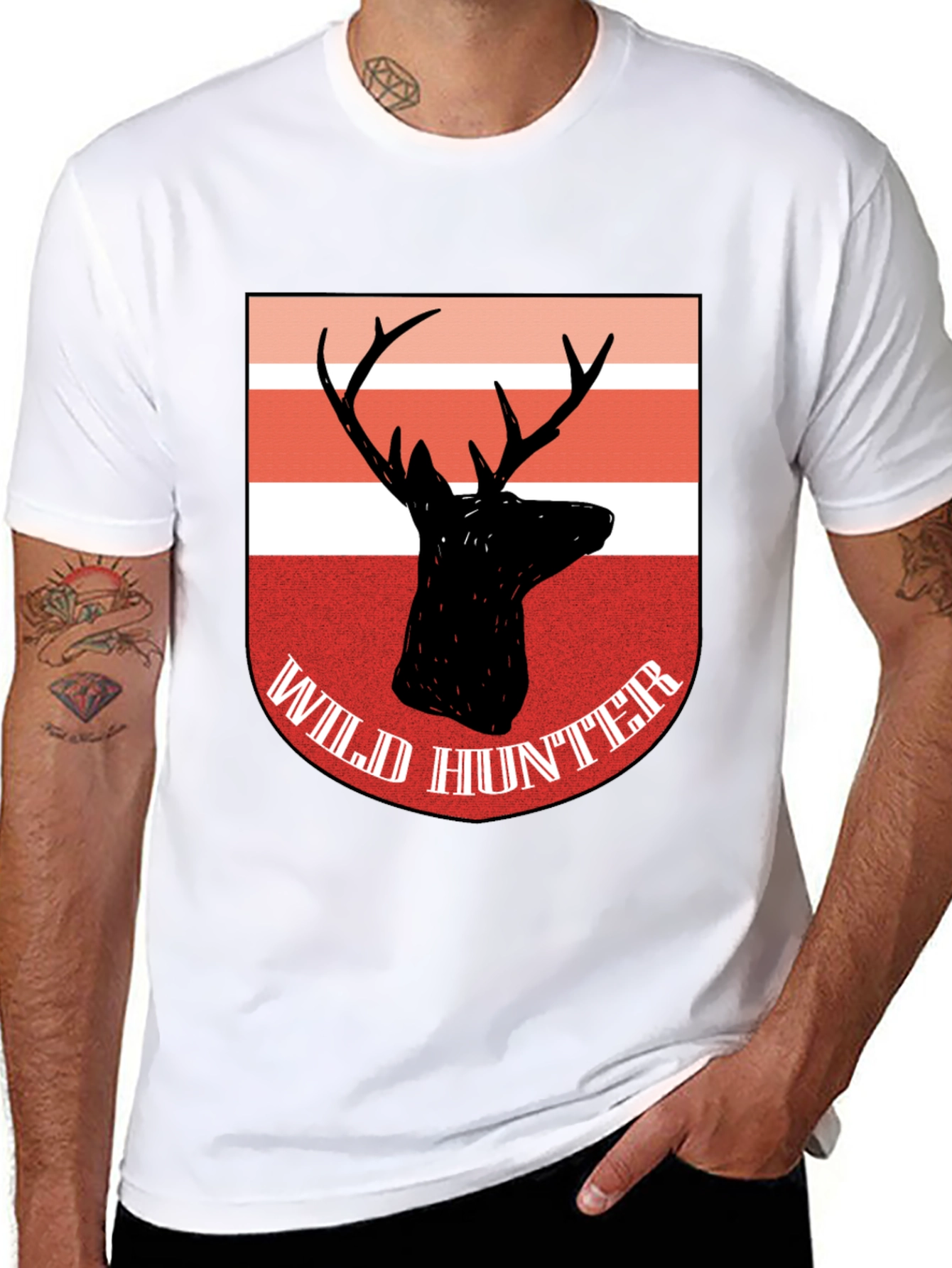 Wild Hunter Deer Graphic Tee - Classic Black Cotton