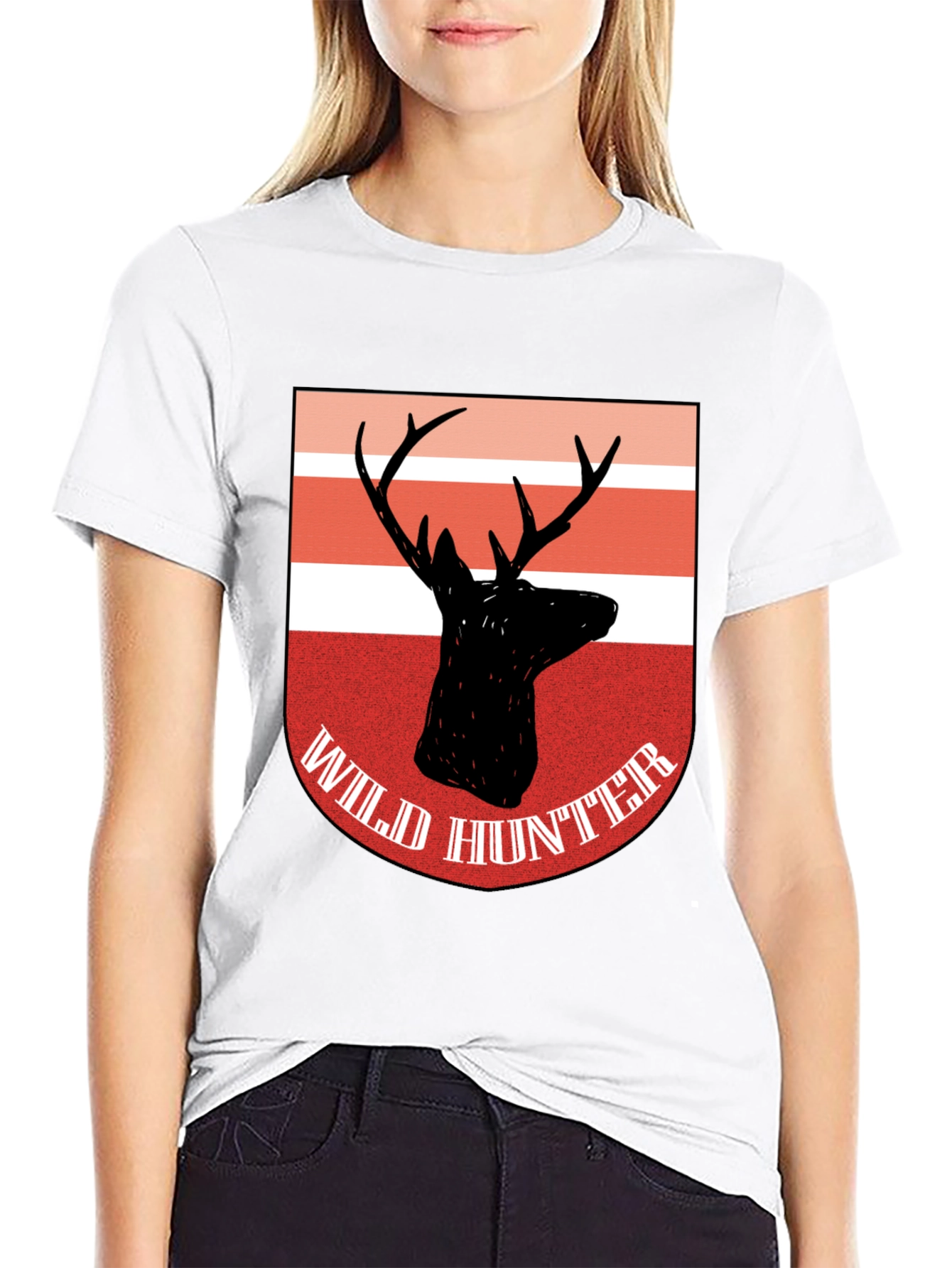Wild Hunter Deer Graphic Tee - Classic Black Cotton