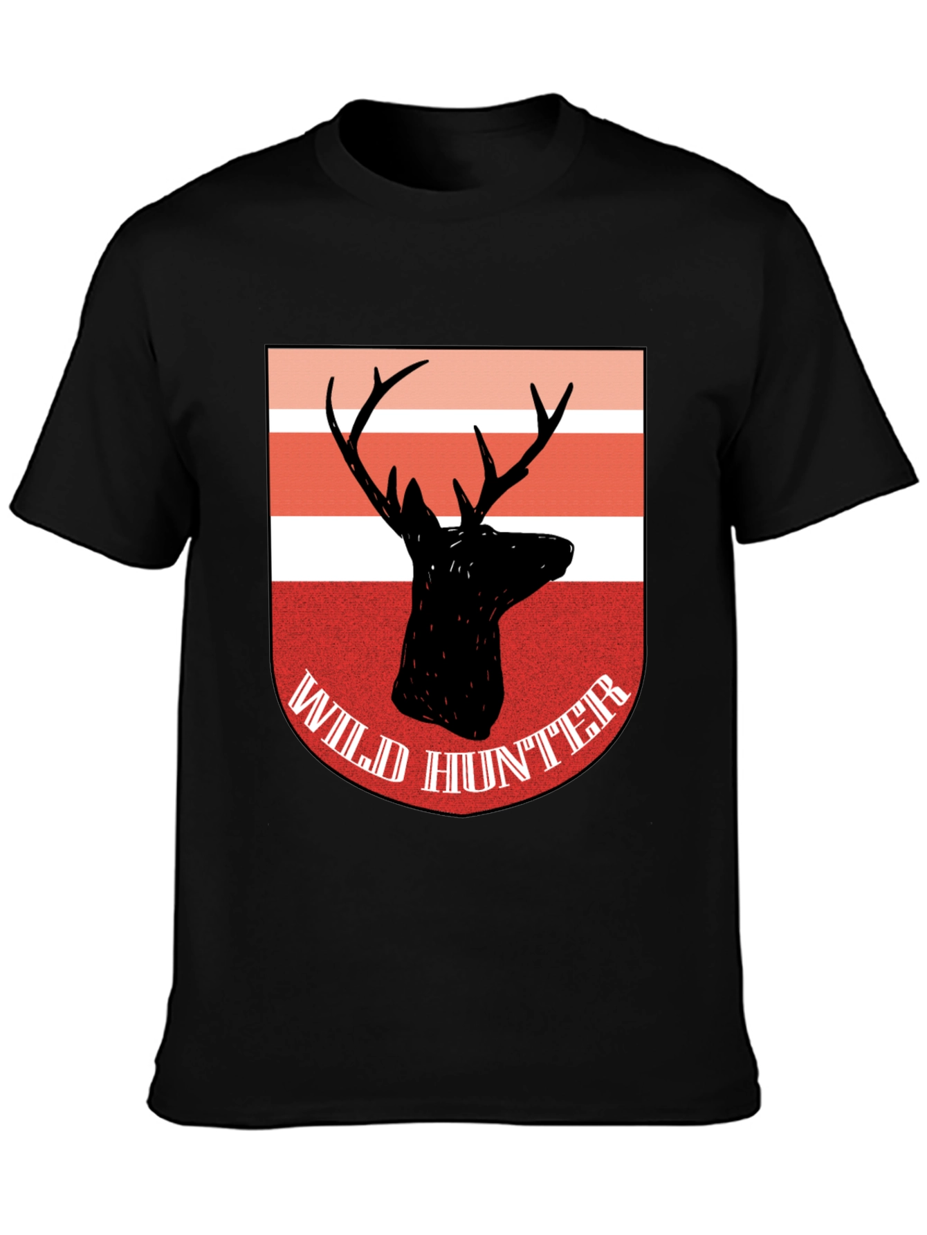 Wild Hunter Deer Graphic Tee - Classic Black Cotton
