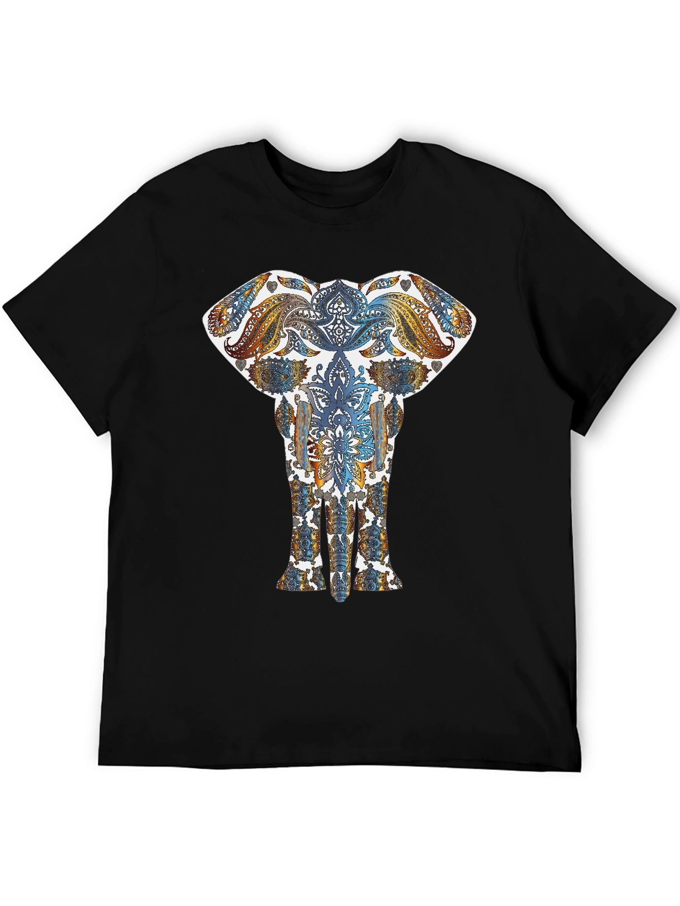 Elephant Mandala Graphic Black T-Shirt