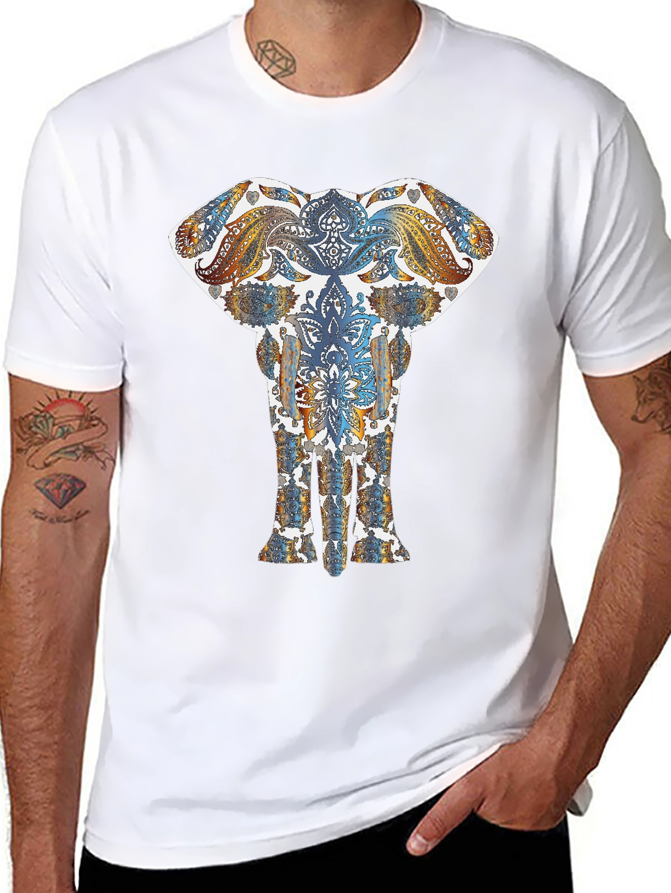 Elephant Mandala Graphic Black T-Shirt