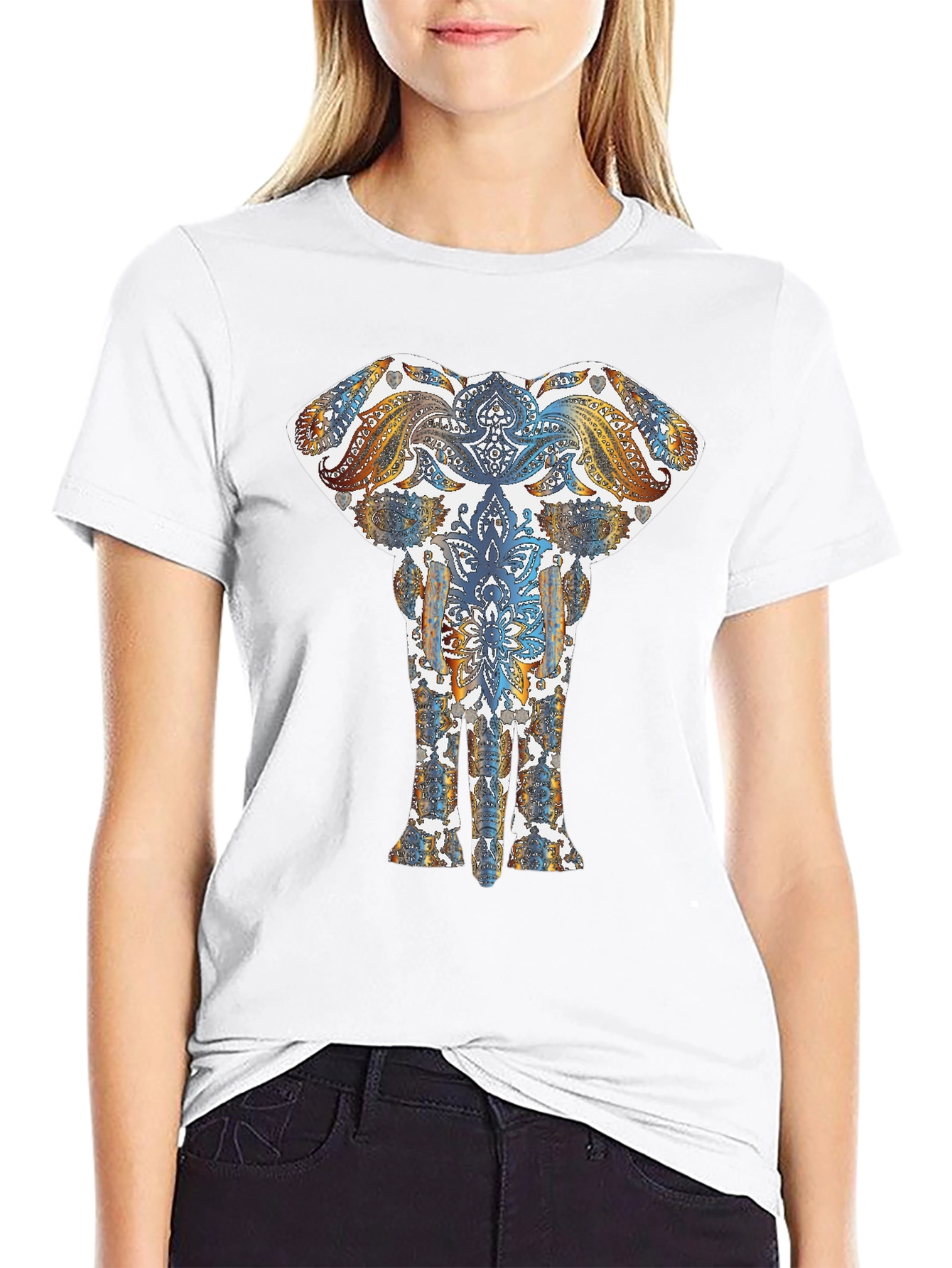 Elephant Mandala Graphic Black T-Shirt