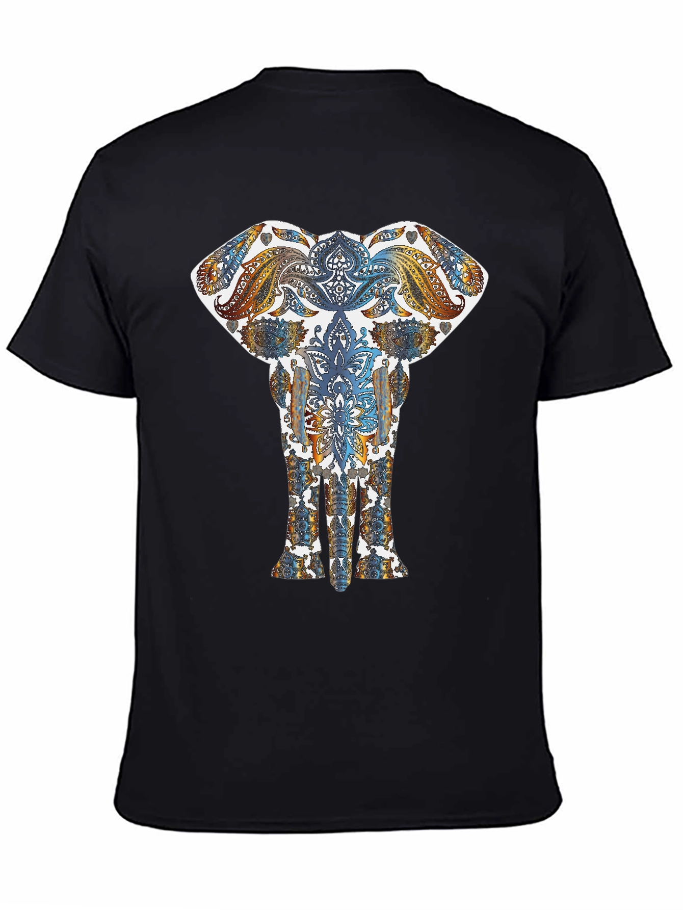 Elephant Mandala Graphic Black T-Shirt