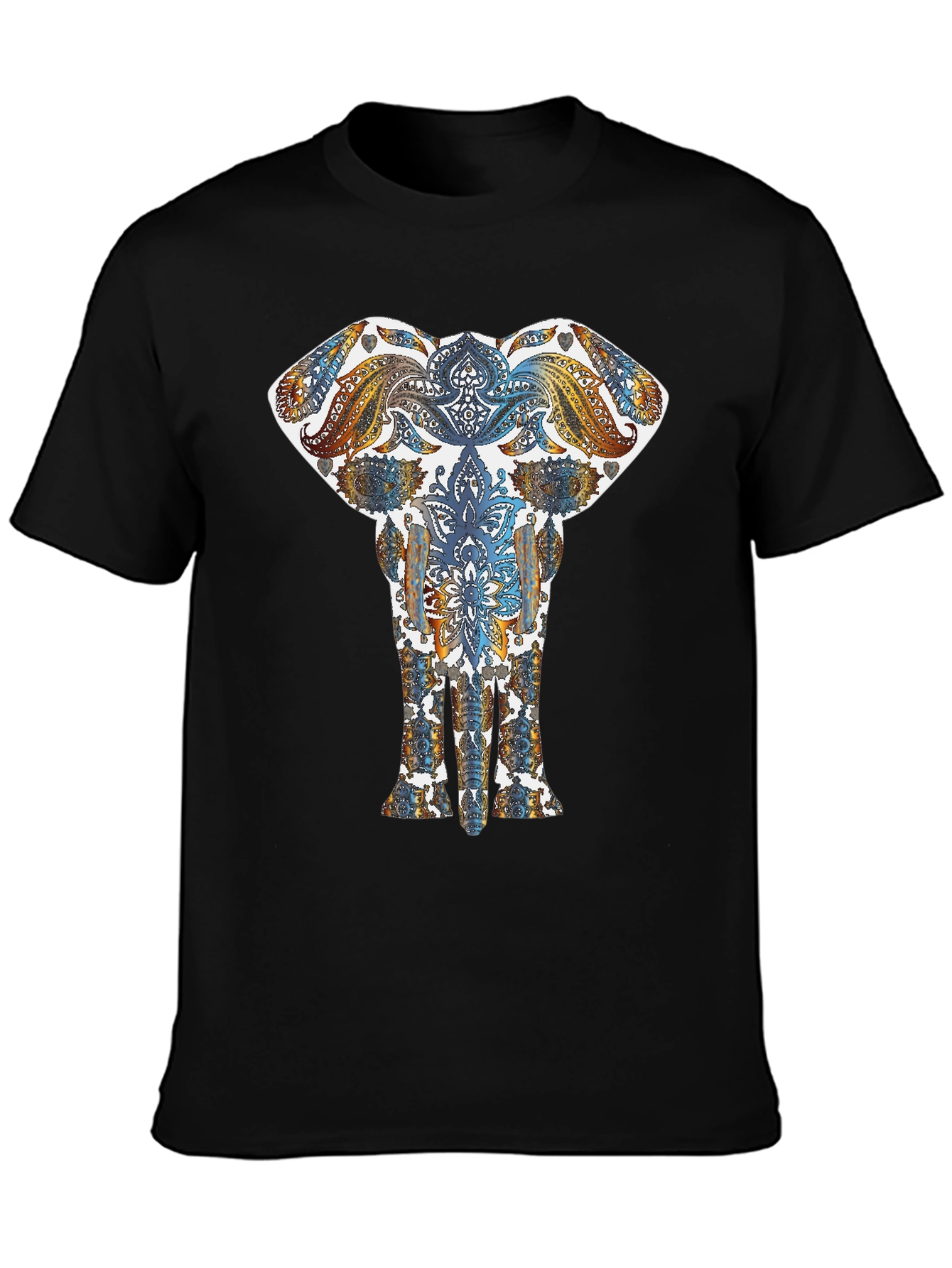 Elephant Mandala Graphic Black T-Shirt