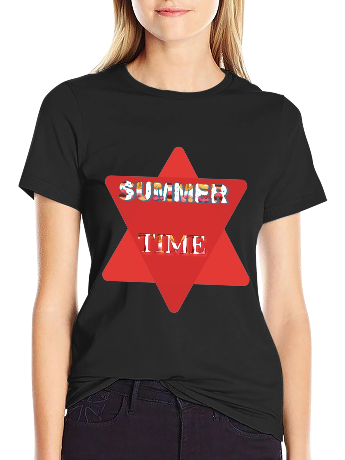 Summer Time Black Graphic T-Shirt