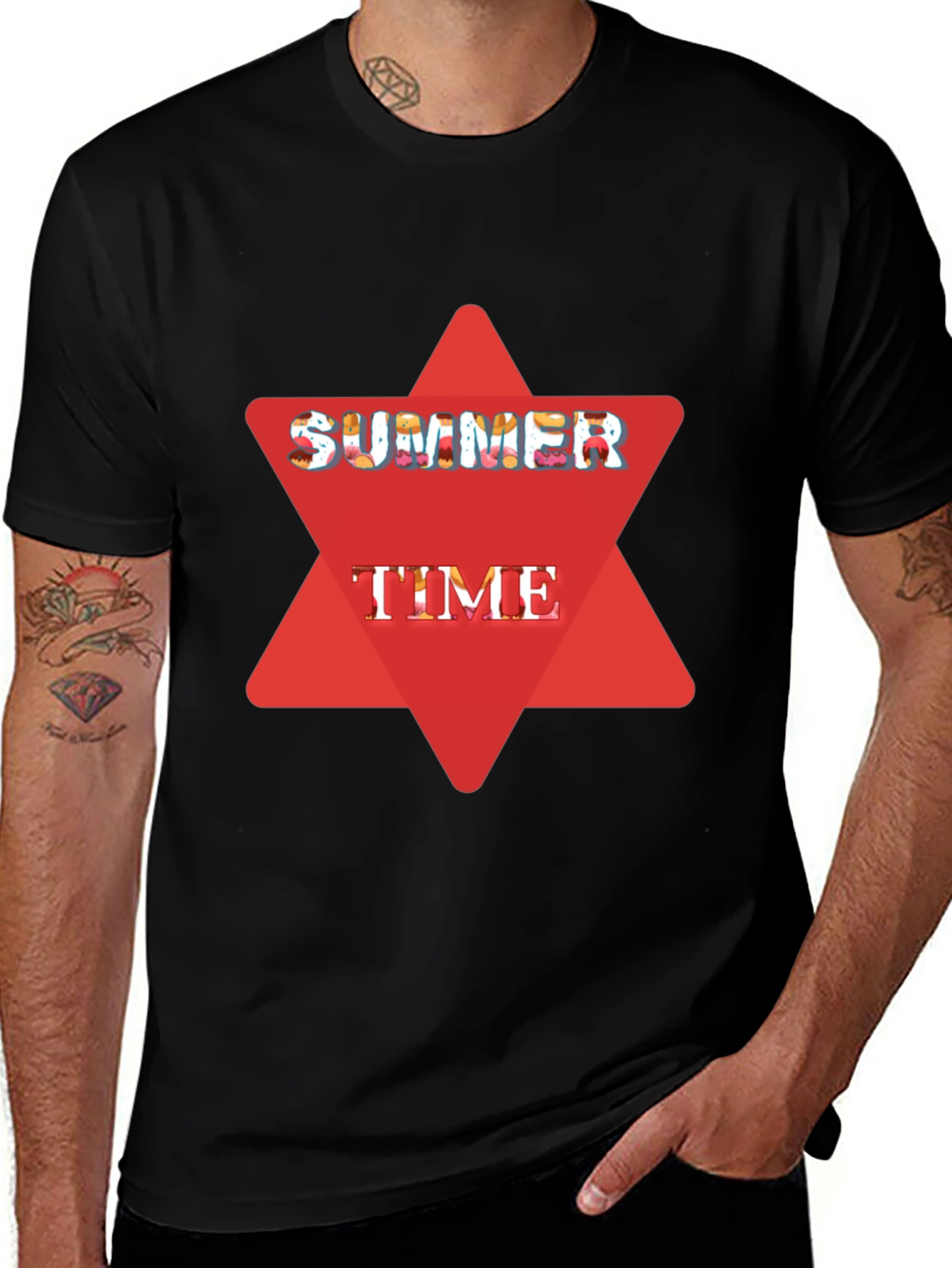 Summer Time Black Graphic T-Shirt